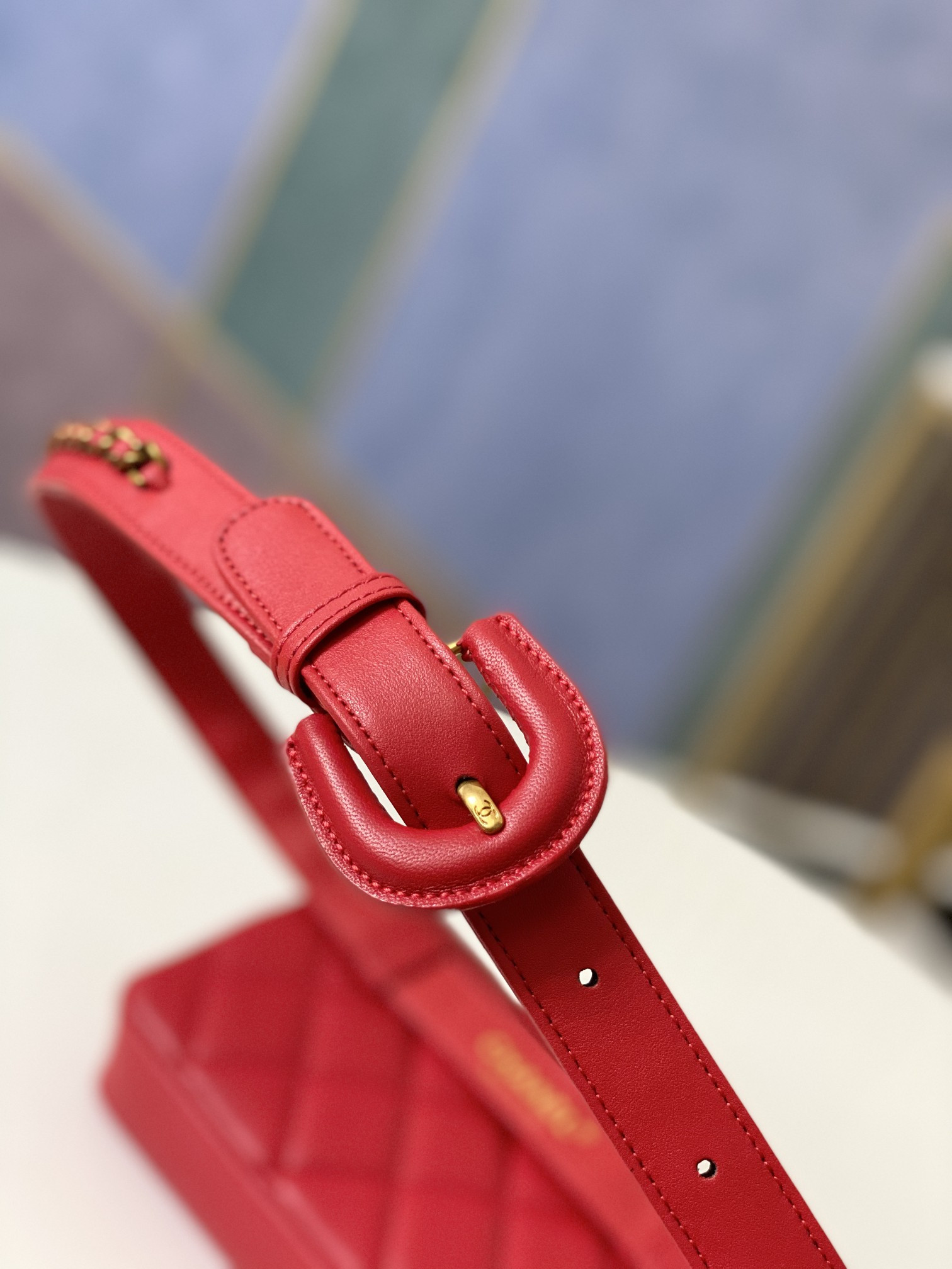 Ch**el quilted waist bag 18x12x3.5cm