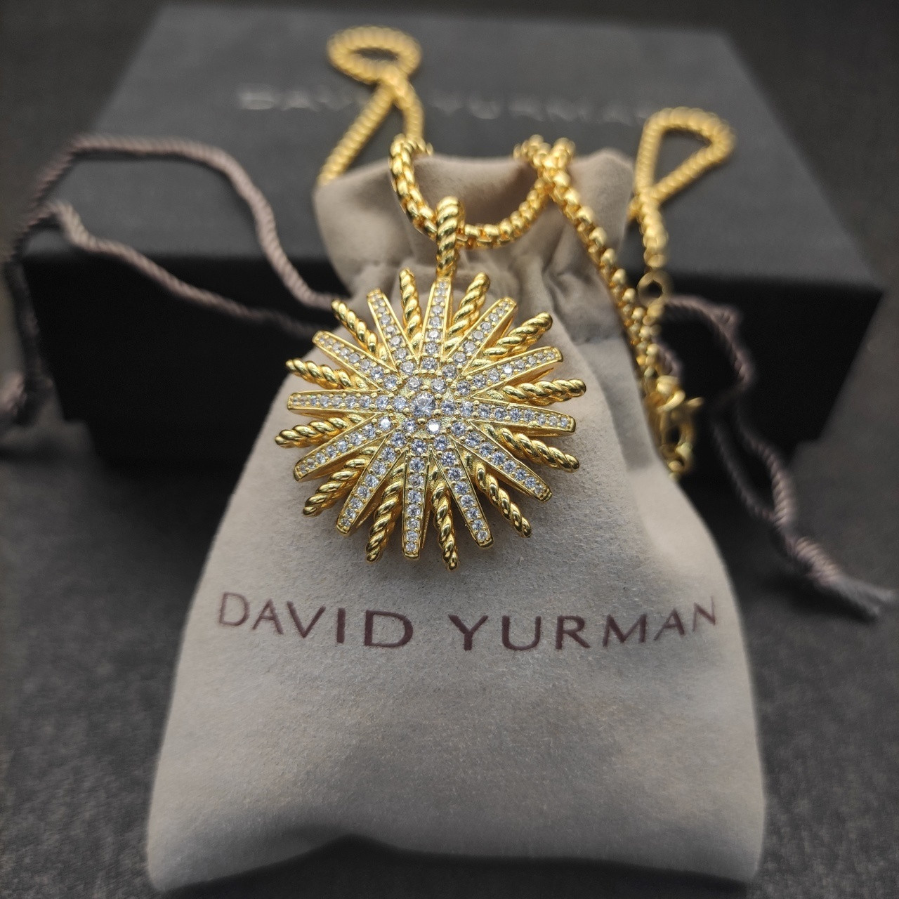 dau1d Yvrm*n sunflower full of d1am0nds necklace(chain length 50+5cm delay chain chain thickness 3mm)