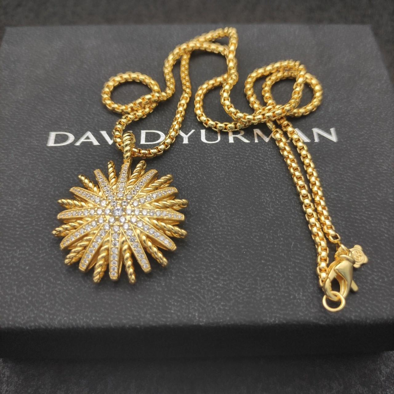 dau1d Yvrm*n sunflower full of d1am0nds necklace(chain length 50+5cm delay chain chain thickness 3mm)