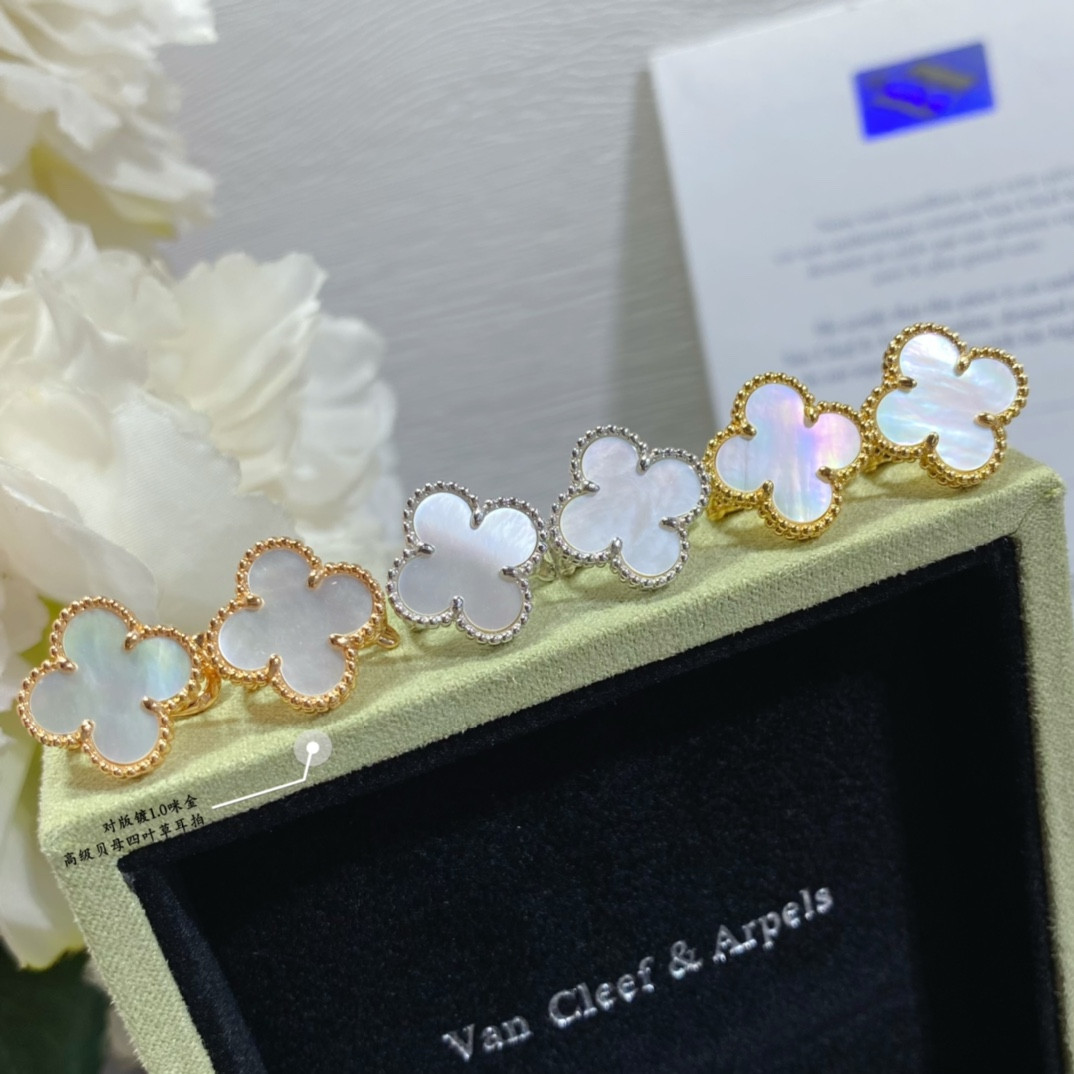 v*n cl**f & arpels preM1vm fritillaria four-leaf clover earrings