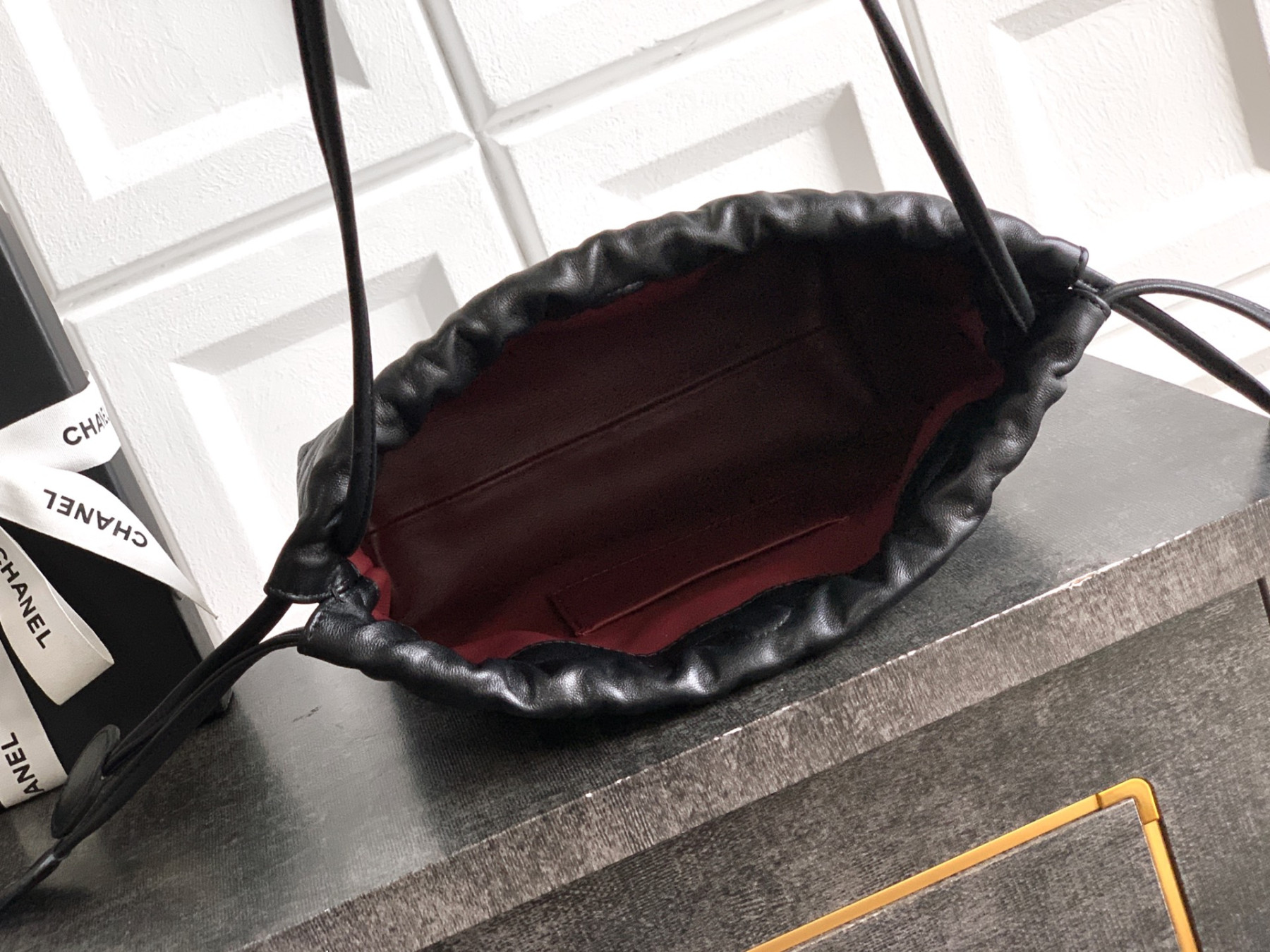 Ch**el clutch with leather strap ap5227 17x22x8cm