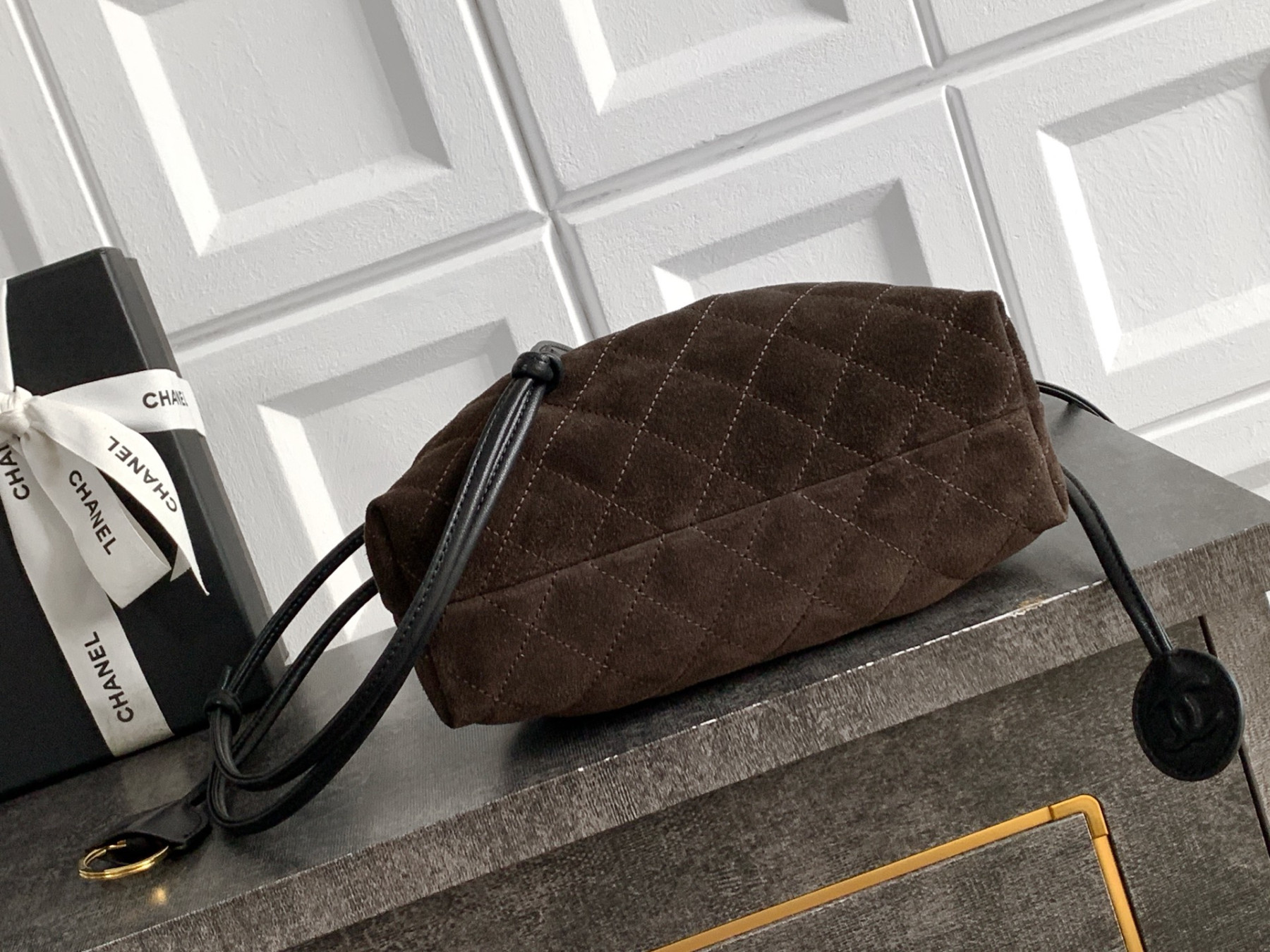 Ch**el clutch with leather strap ap5227 17x22x8cm