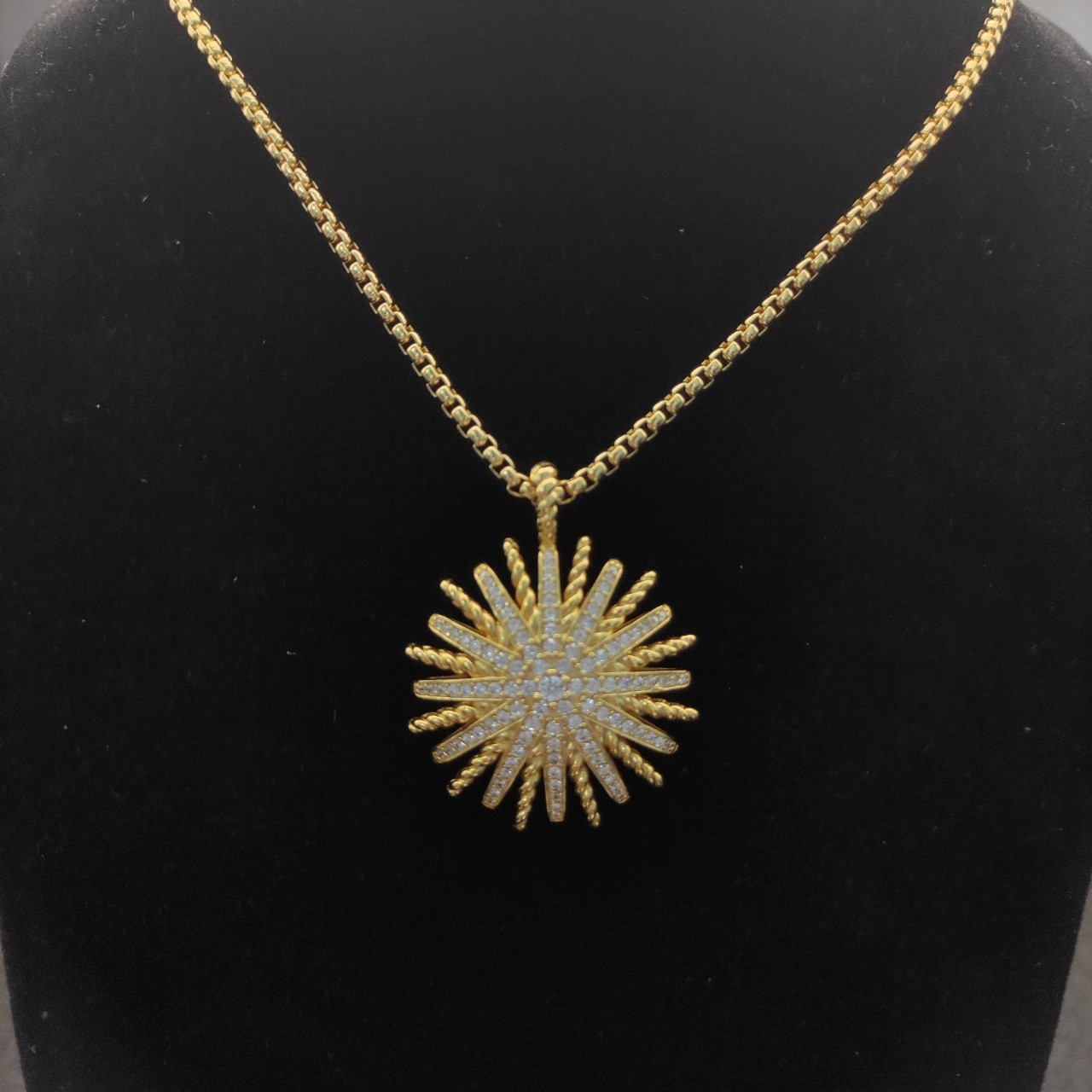 dau1d Yvrm*n sunflower full of d1am0nds necklace(chain length 50+5cm delay chain chain thickness 3mm)