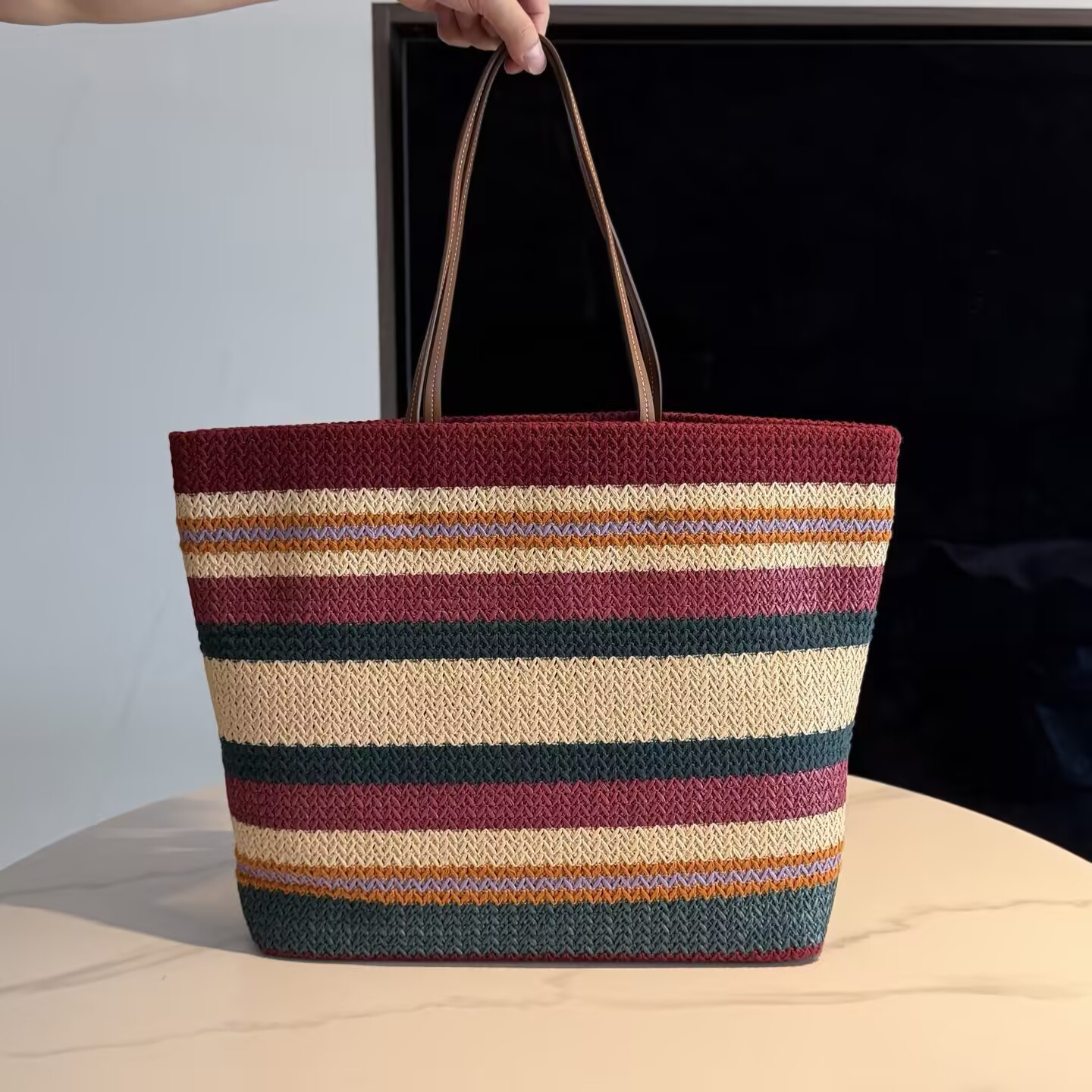 M1v M1v raffia-effect woven tote bag 30x34x16cm