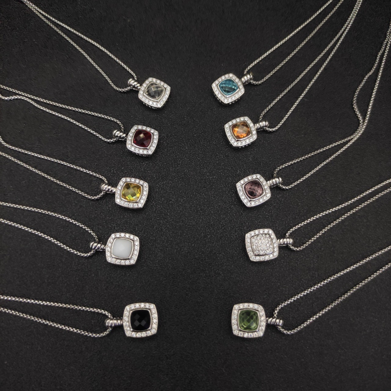 dau1d Yvrm*n square d1am0nd necklace(main stone 7mm, chain thickness 1.5mm, length 45+5cm delay chain)