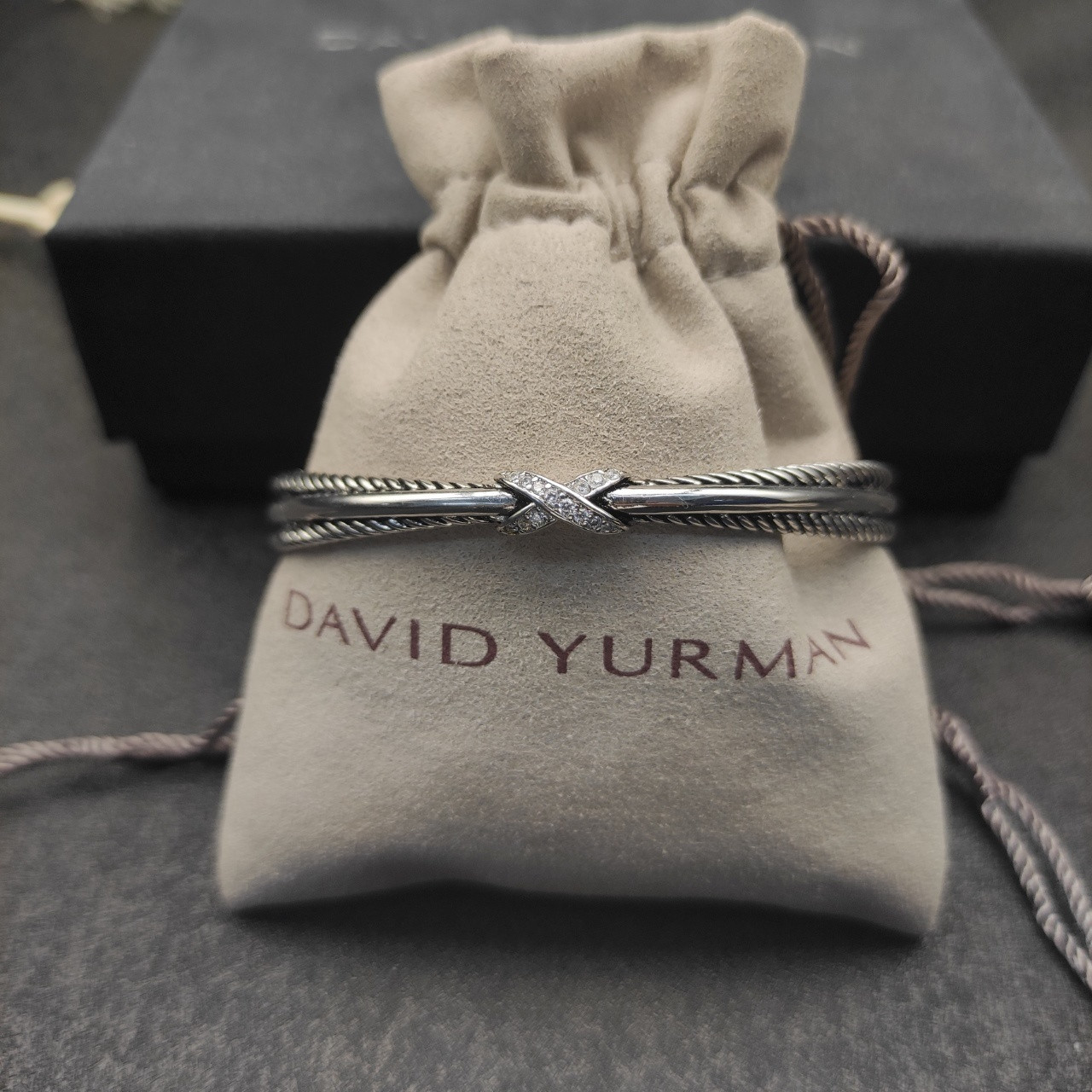 dau1d Yvrm*n 7mm three-line crossband d1am0nd x bracelet (wrist circumference 15-20cm)