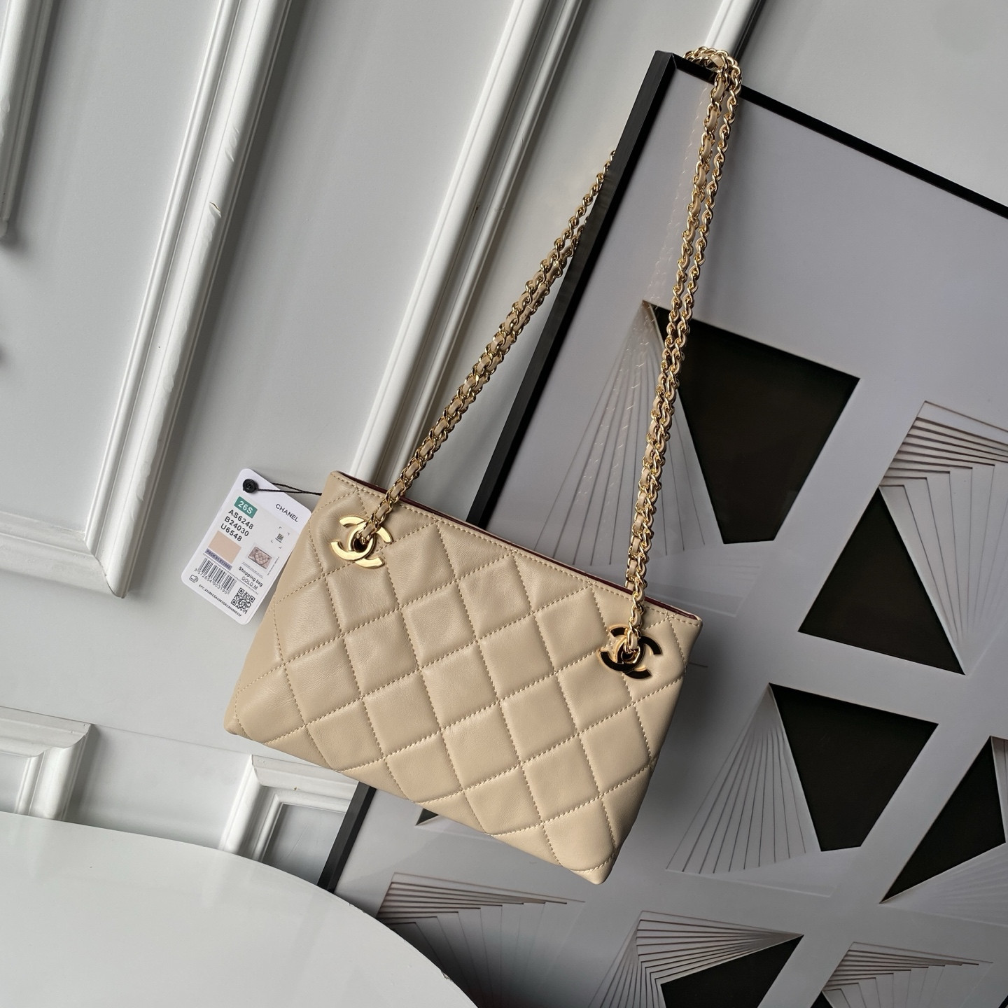 Ch**el chain shopping tote bag as6248 24.5x16x7.5cm