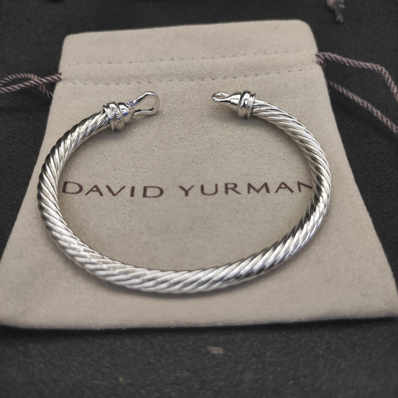 dau1d Yvrm*n 5mm silver hook with d1am0nds bracelet(wrist circumference 15-19cm)
