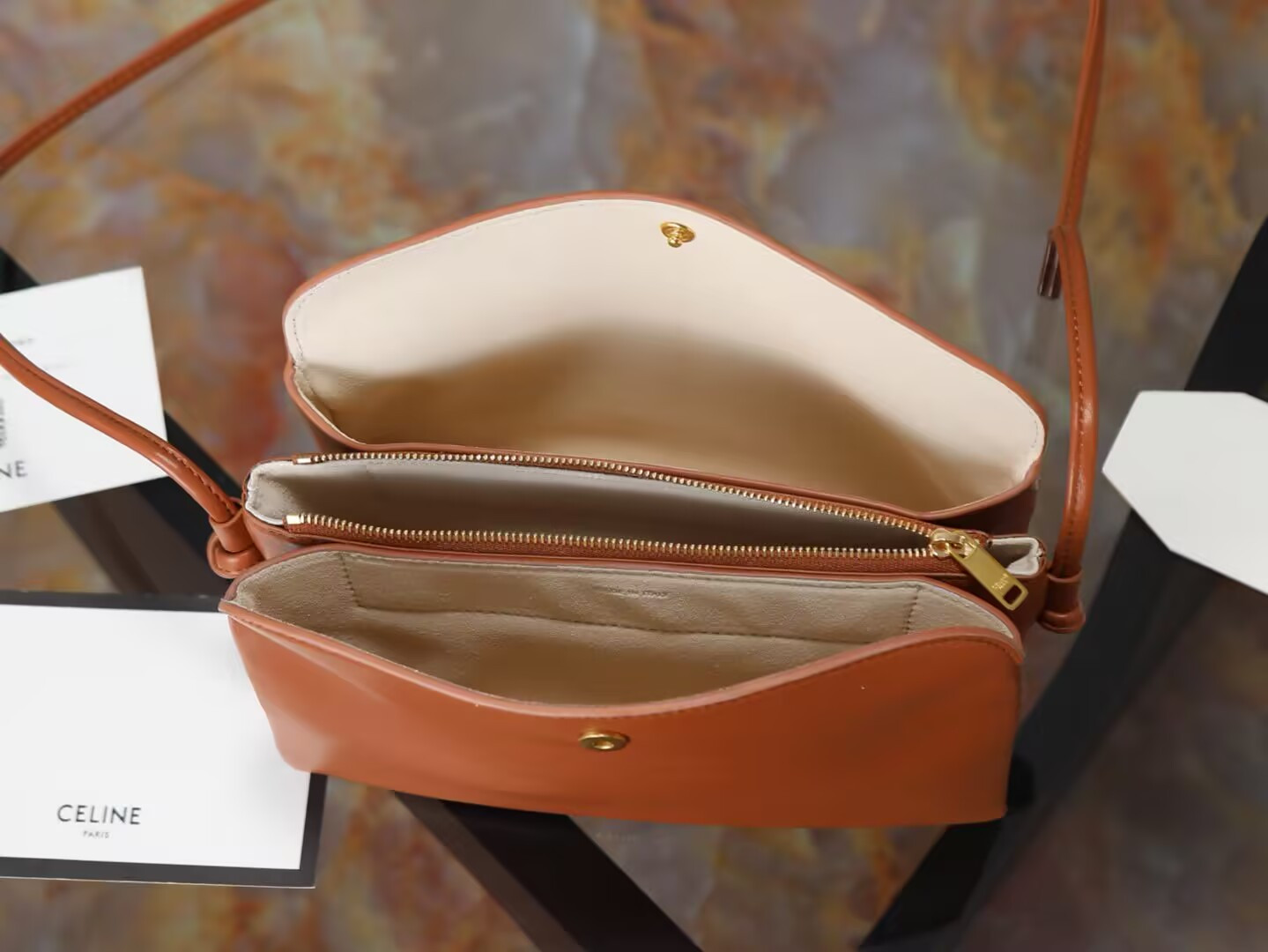 Ce1i*e trio flap in smooth lambskin 22.5x13x3.5cm