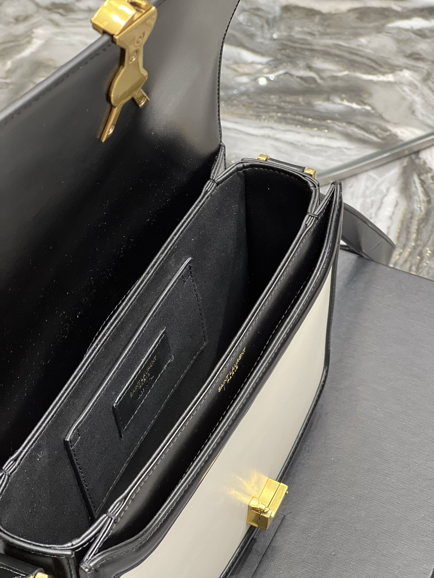 Y51 SOLFERINO SMALL SATCHEL IN BOX Sa1nt Lau*nt 19 X 13 X 5 CM