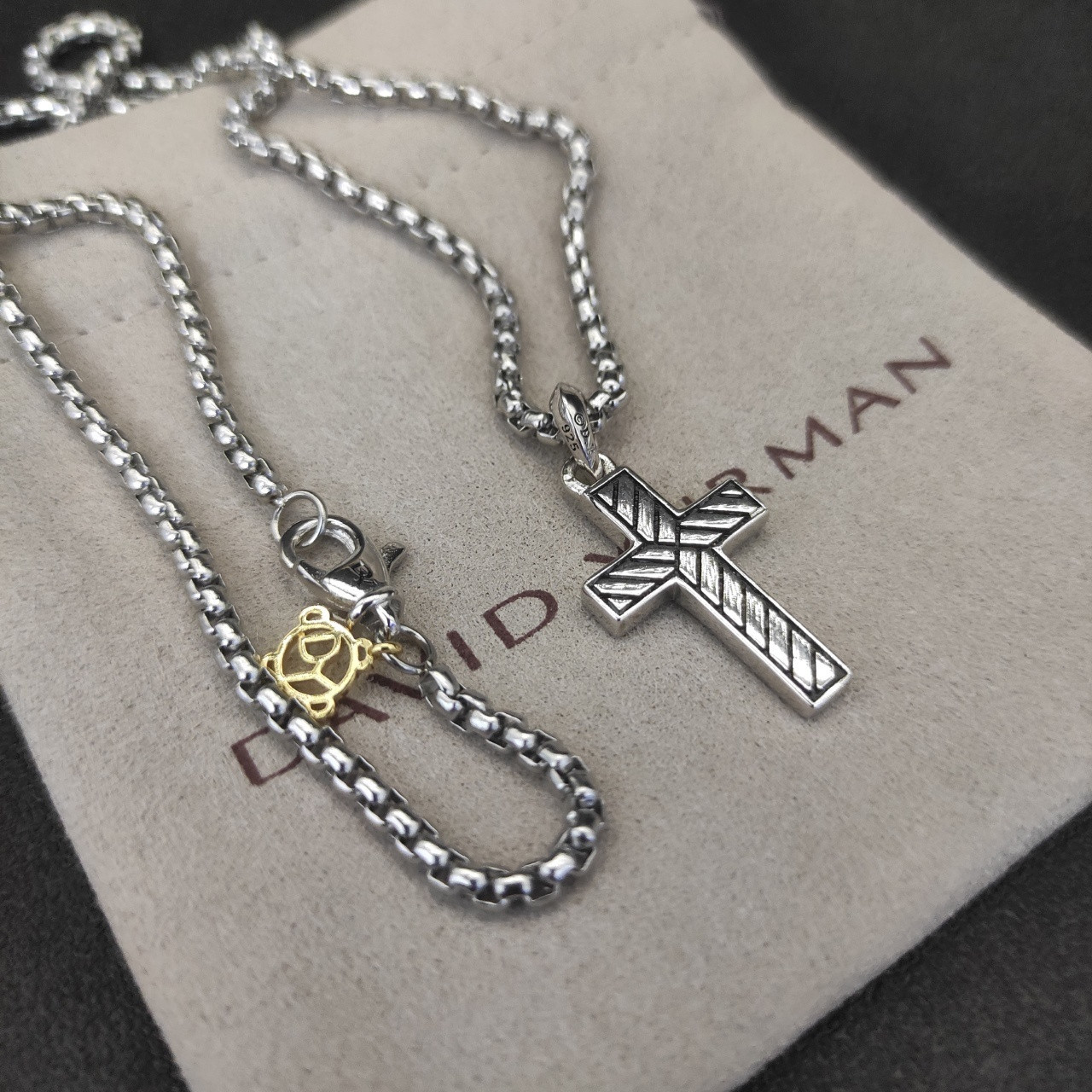 dau1d Yvrm*n black cross necklace(chain length 50+5cm delay chain chain thickness 3mm)