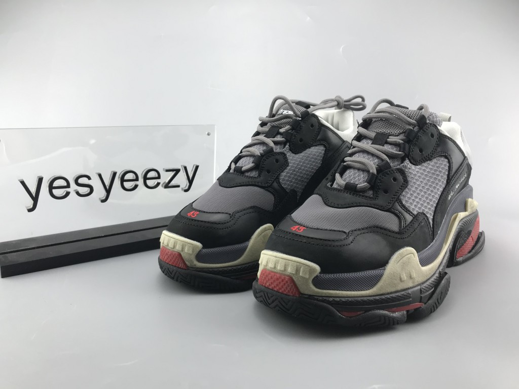 UA TRIPLE S TRAINERS DARK GREY RED WHITE