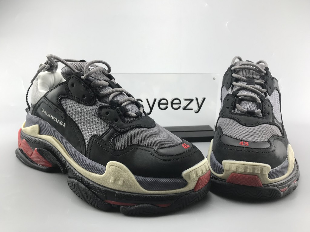 UA TRIPLE S TRAINERS DARK GREY RED WHITE
