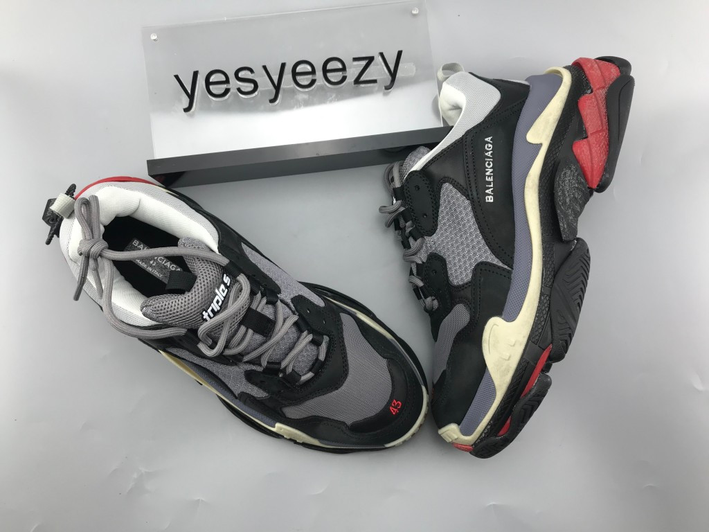 UA TRIPLE S TRAINERS DARK GREY RED WHITE