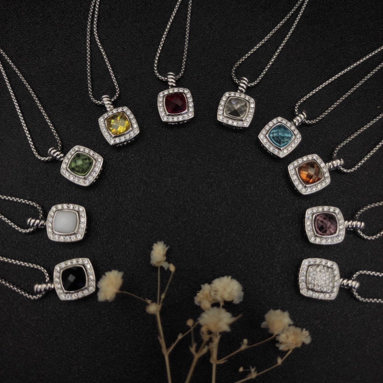 dau1d Yvrm*n square d1am0nd necklace(main stone 7mm, chain thickness 1.5mm, length 45+5cm delay chain)
