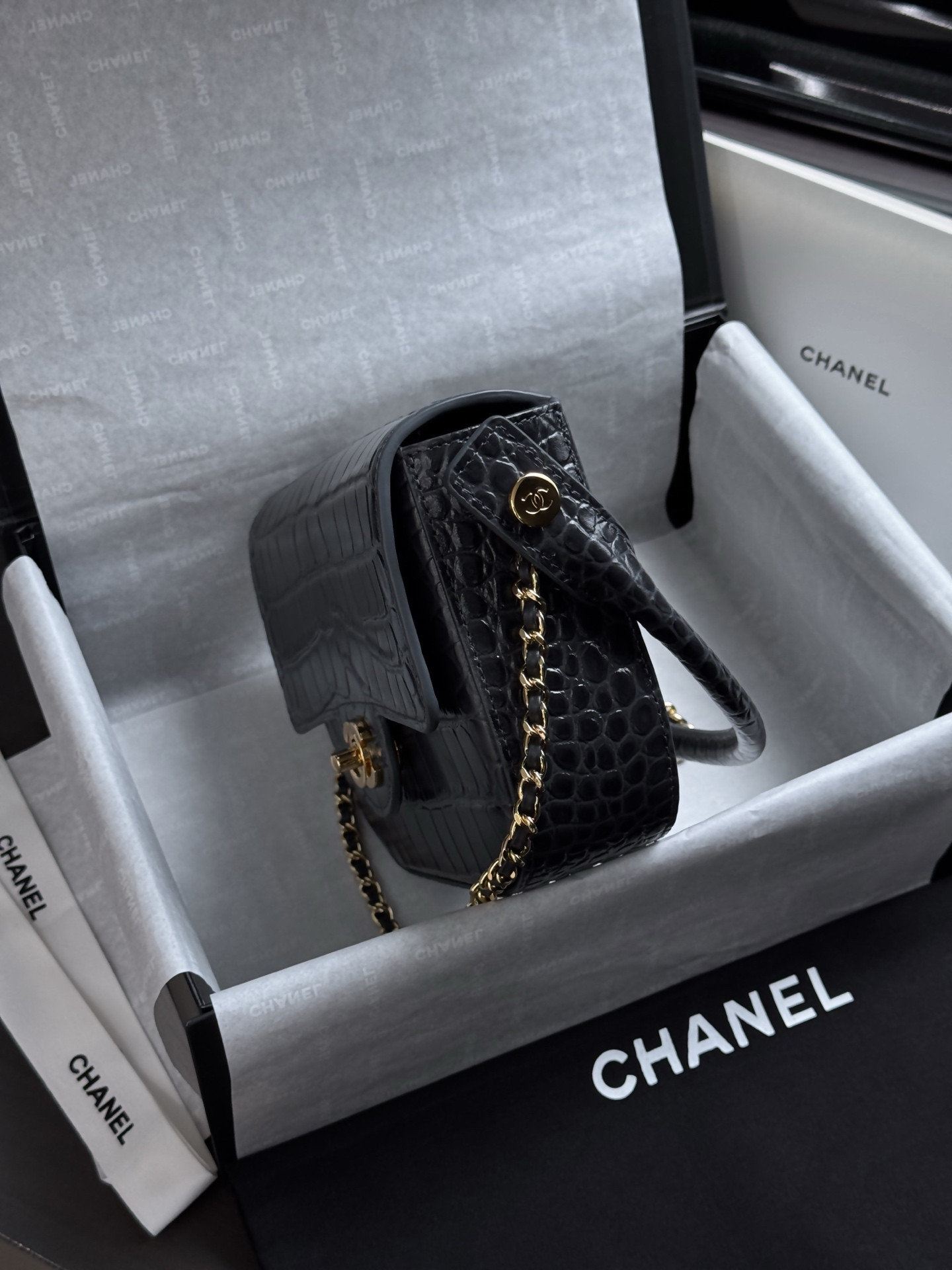 Ch**el mini flap bag with handle as6424 14.5x19.5x5cm