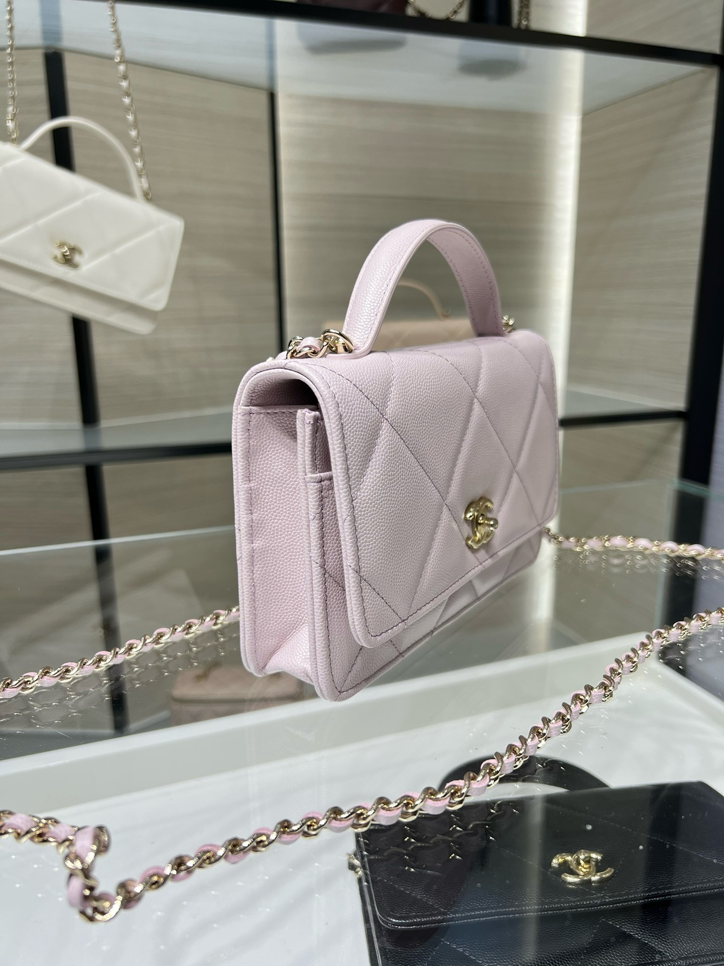 Ch**el flap bag with top handle 19x12x3.5cm