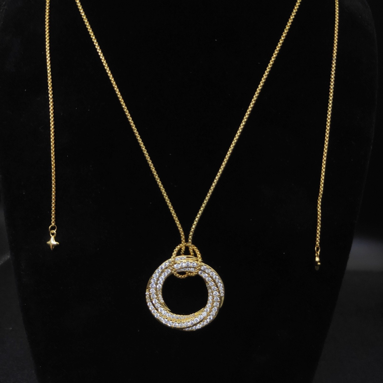 dau1d Yvrm*n 30mm round with full d1am0nds necklace(chain length 90cm chain thickness 1.5mm)