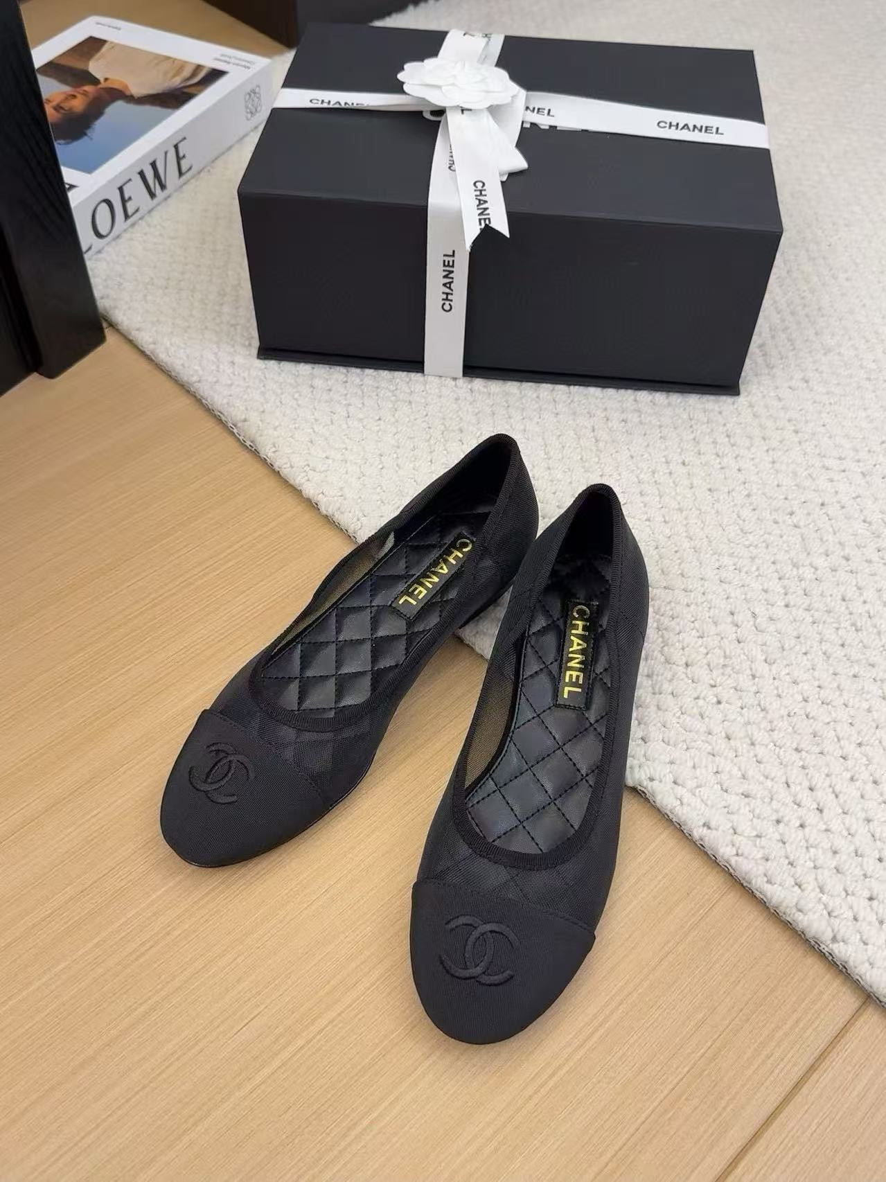 UA Ch**el 25P Black Mesh Ballet Ballerina Flats