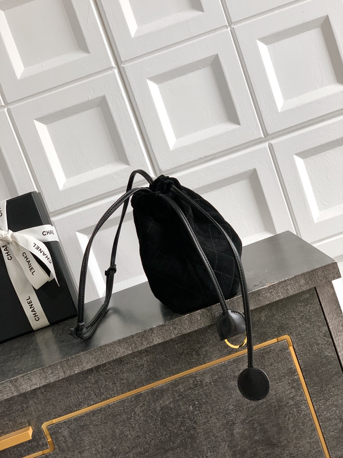 Ch**el clutch with leather strap ap5227 17x22x8cm