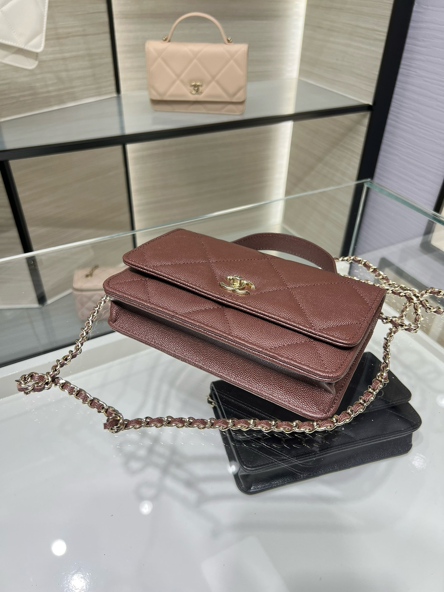Ch**el flap bag with top handle 19x12x3.5cm