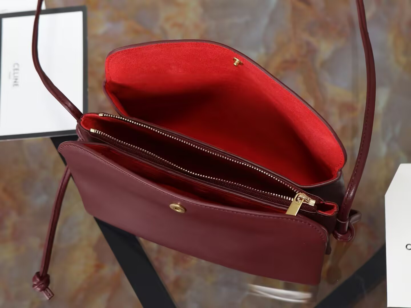 Ce1i*e trio flap in smooth lambskin 22.5x13x3.5cm