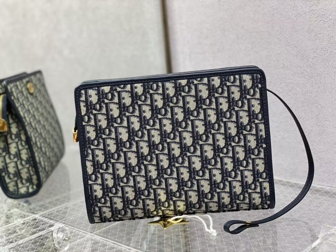 D10r 30 Montaigne Dea Pouch Blue D10r Oblique Jacquard 26x19.5x7cm