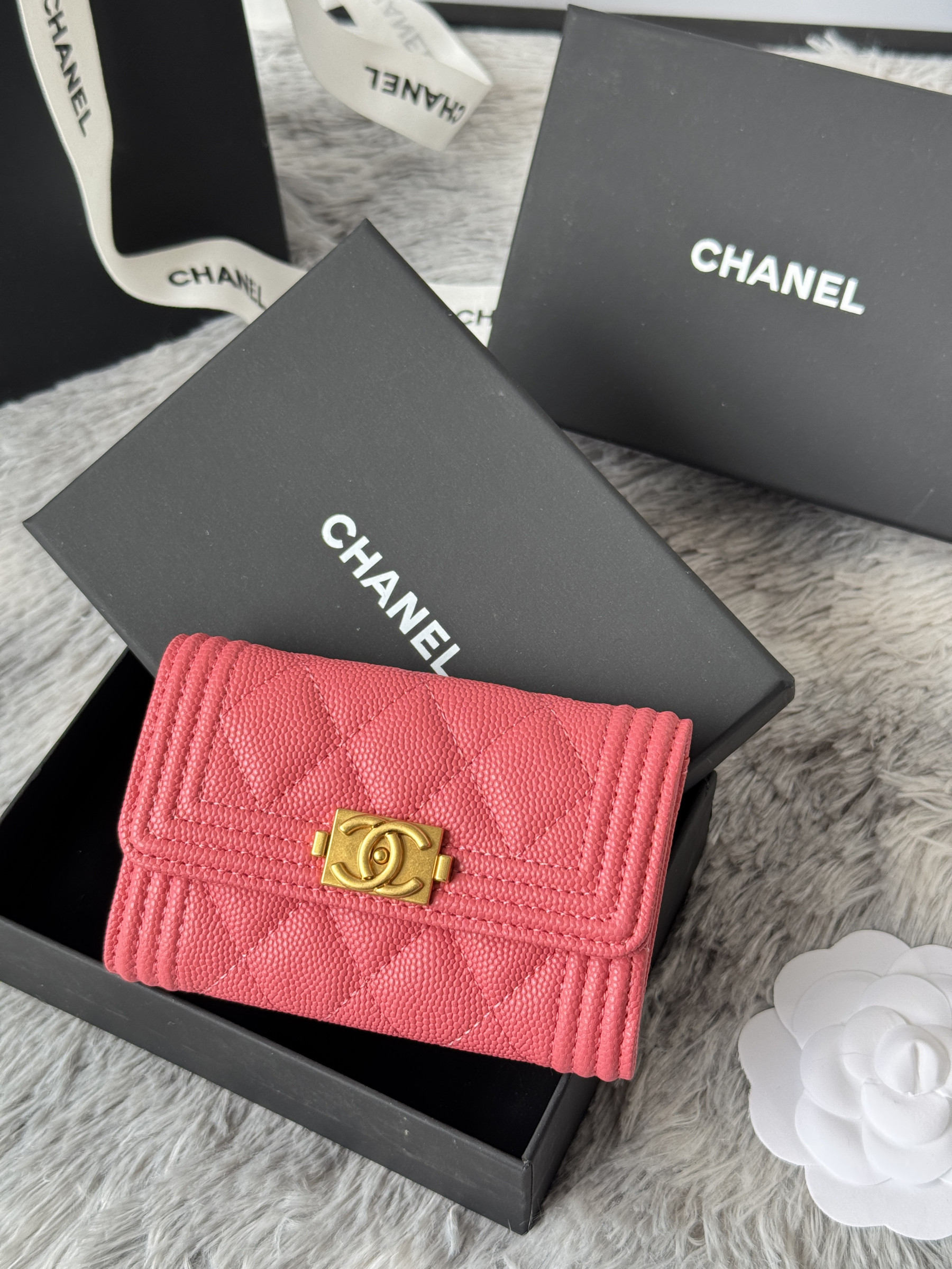 Ch**el boy Ch**el flap card holder a80603 7.5x11.3x2.1cm