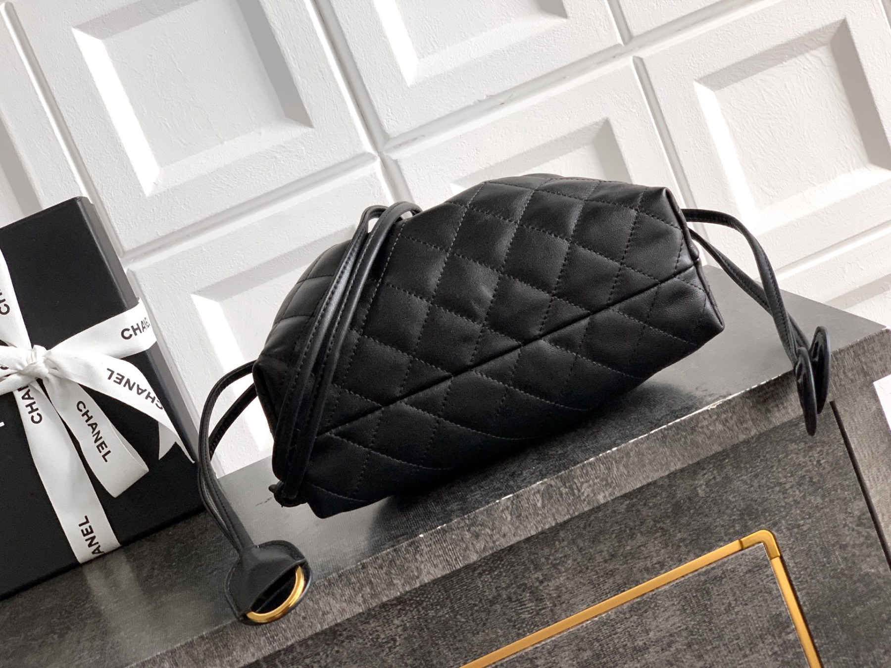 Ch**el clutch with leather strap ap5227 17x22x8cm