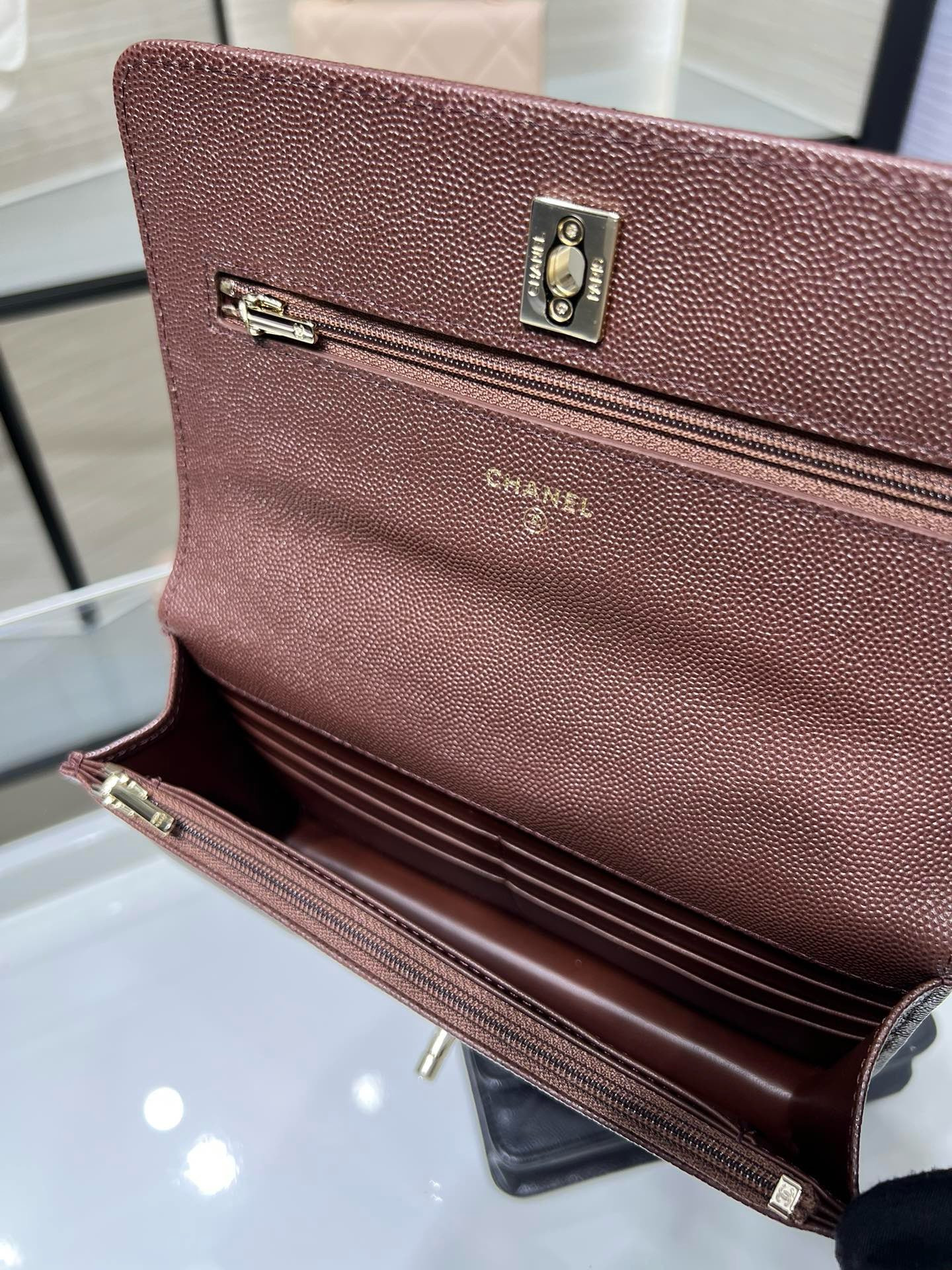 Ch**el flap bag with top handle 19x12x3.5cm