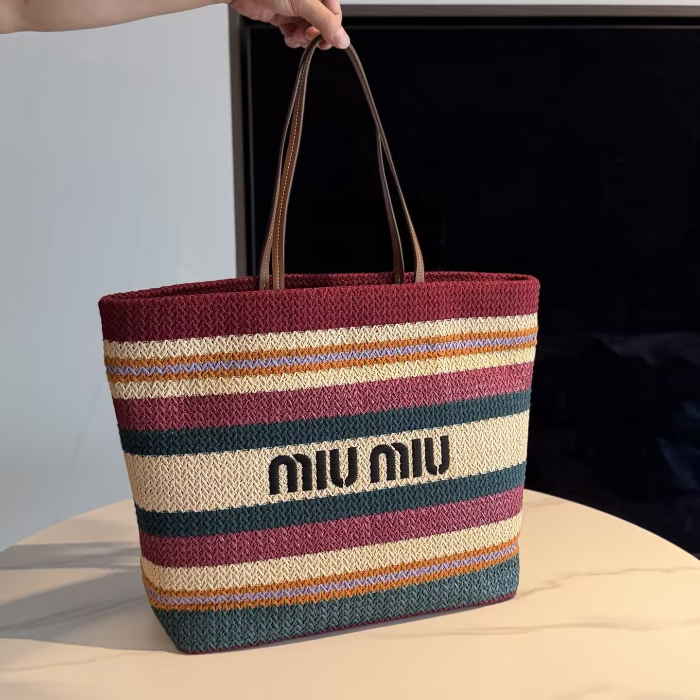M1v M1v raffia-effect woven tote bag 30x34x16cm