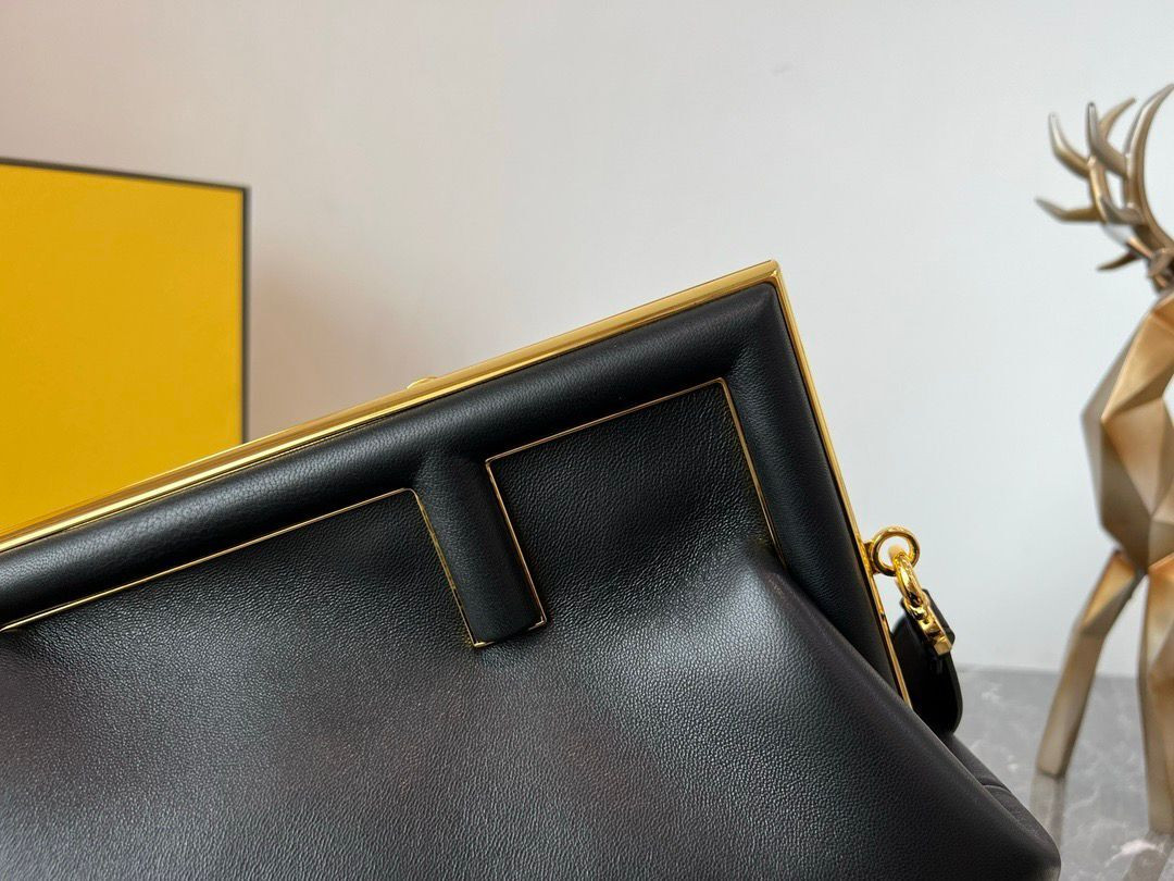 F**di First Medium Black leather bag