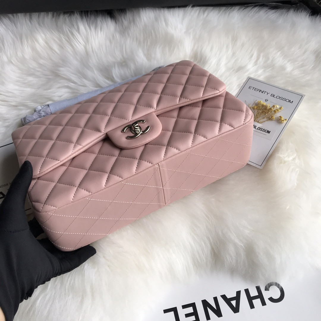 Ch**el CLASSIC FLAP JUMBO 30CM CF PINK SILVER 7.6 × 11.7 × 3.9 in
