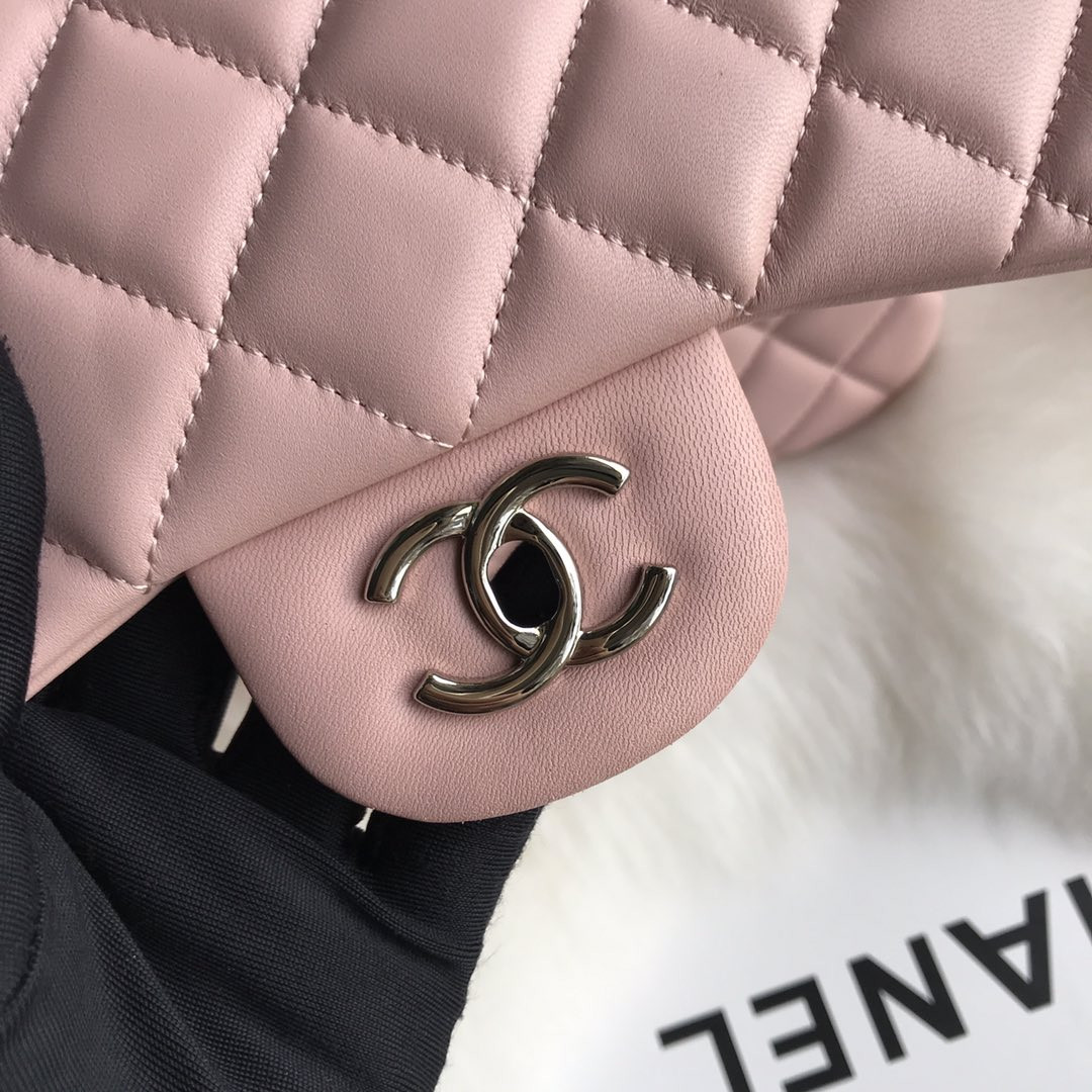 Ch**el CLASSIC FLAP JUMBO 30CM CF PINK SILVER 7.6 × 11.7 × 3.9 in