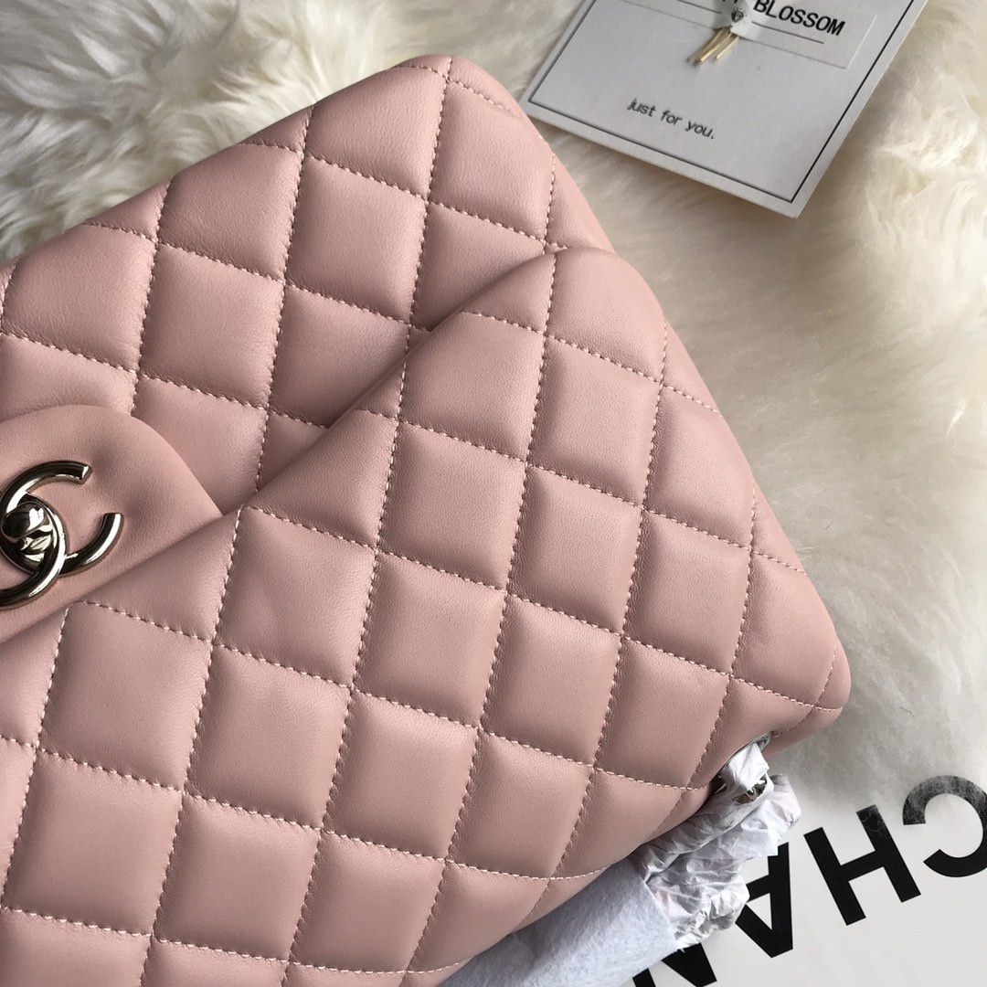 Ch**el CLASSIC FLAP JUMBO 30CM CF PINK SILVER 7.6 × 11.7 × 3.9 in
