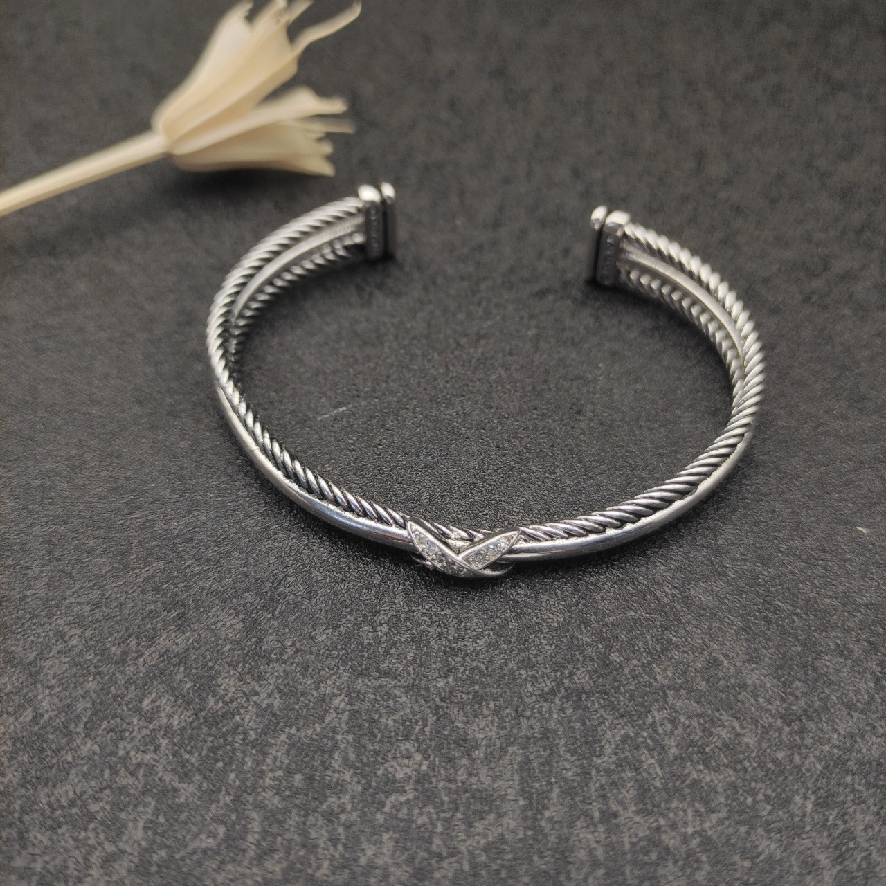 dau1d Yvrm*n 7mm three-line crossband d1am0nd x bracelet (wrist circumference 15-20cm)