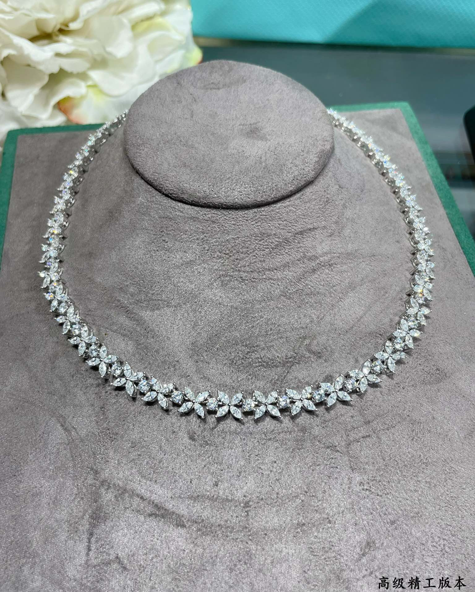 t*f*ny & co. full D1am0nd marquise necklace ag925
