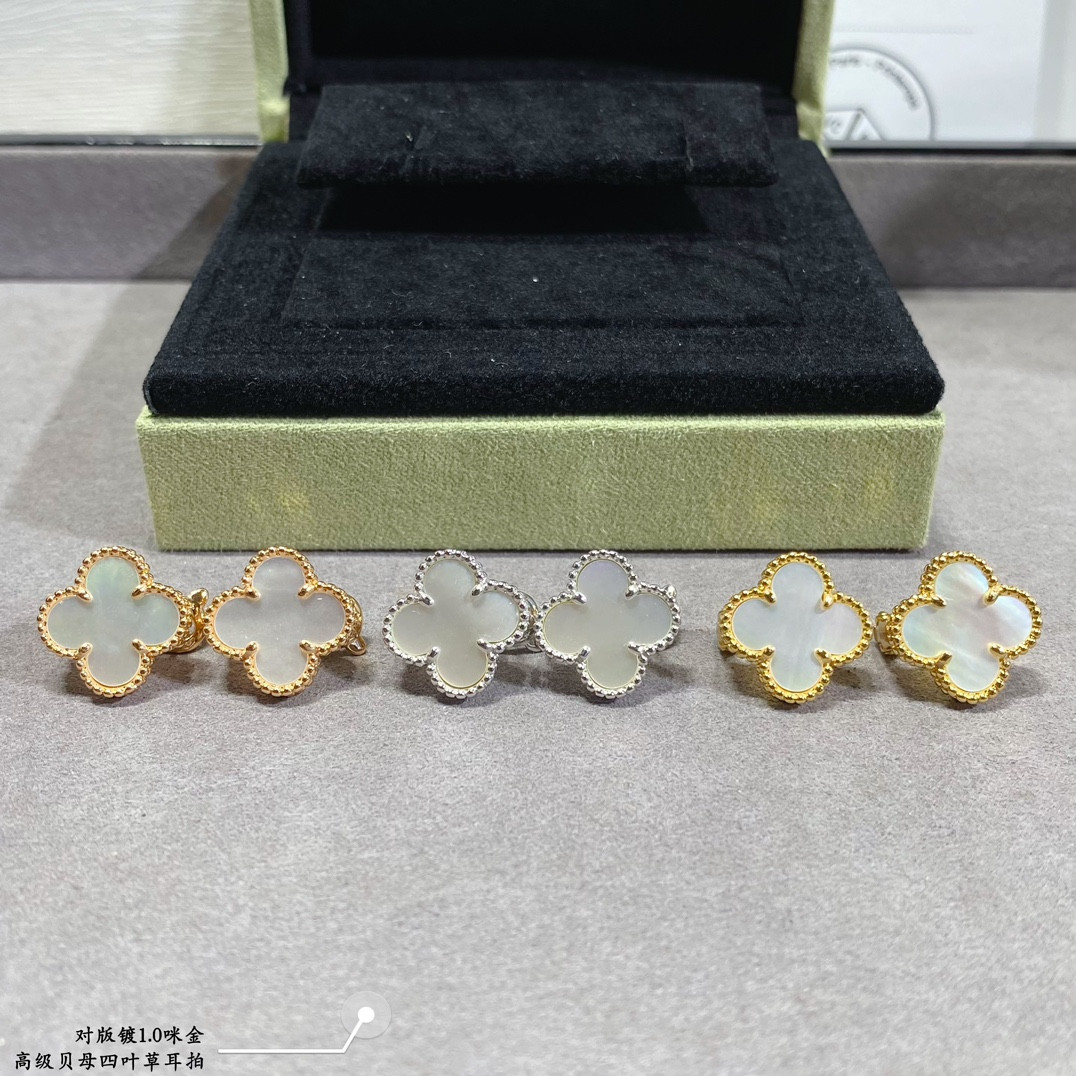 v*n cl**f & arpels preM1vm fritillaria four-leaf clover earrings