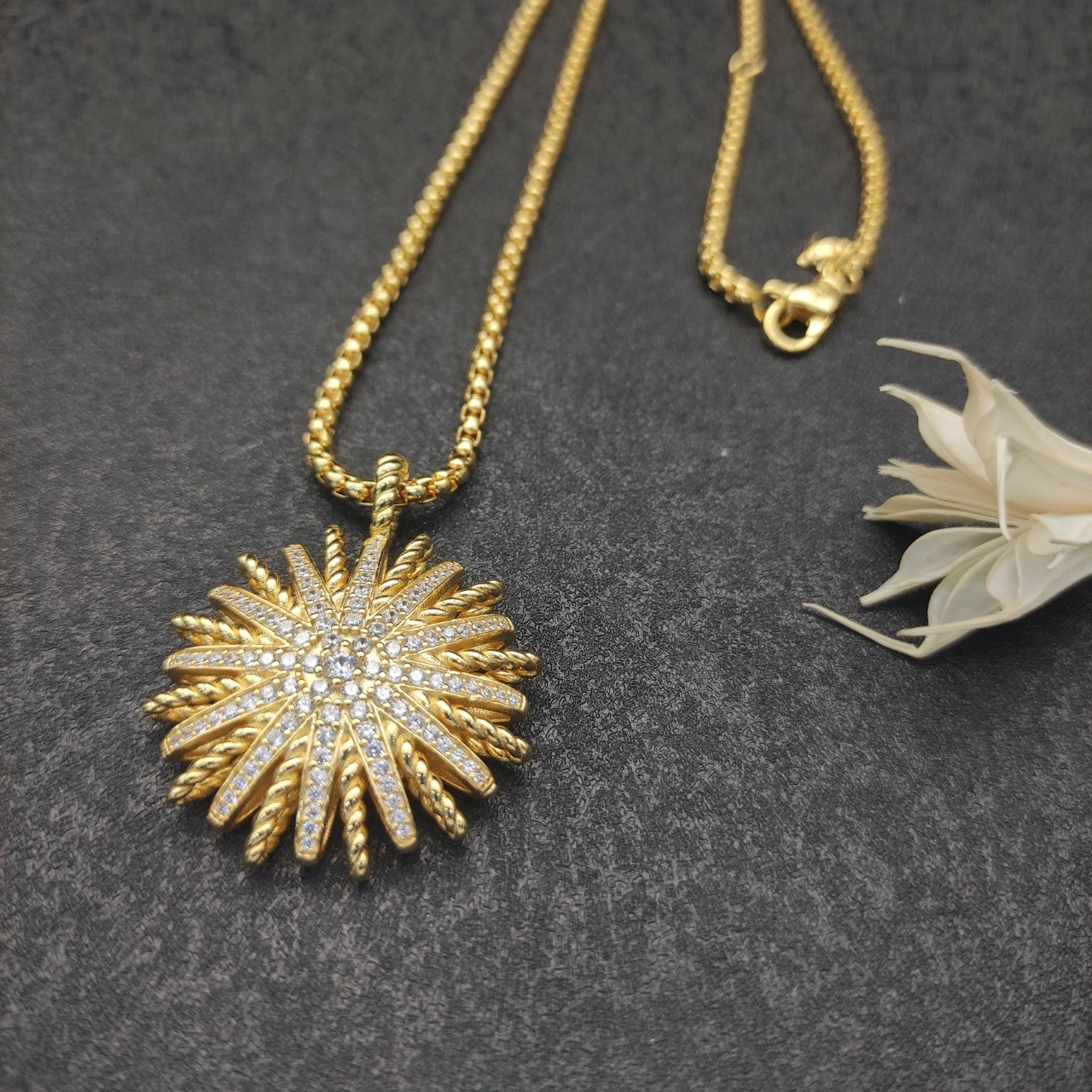 dau1d Yvrm*n sunflower full of d1am0nds necklace(chain length 50+5cm delay chain chain thickness 3mm)