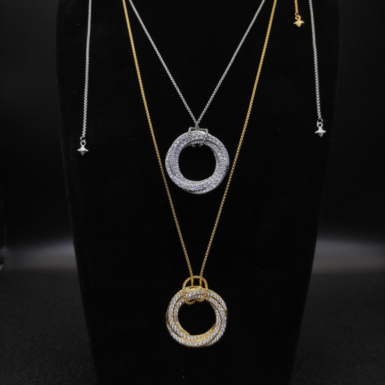 dau1d Yvrm*n 30mm round with full d1am0nds necklace(chain length 90cm chain thickness 1.5mm)
