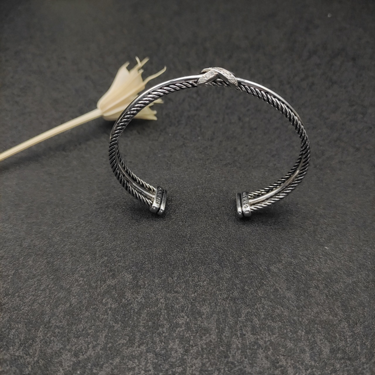 dau1d Yvrm*n 7mm three-line crossband d1am0nd x bracelet (wrist circumference 15-20cm)