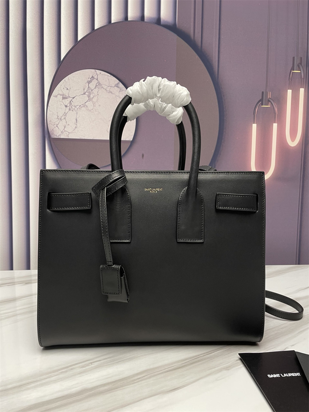 Y51 SAC DE JOUR SMALL IN SHINY LEATHER BLACK