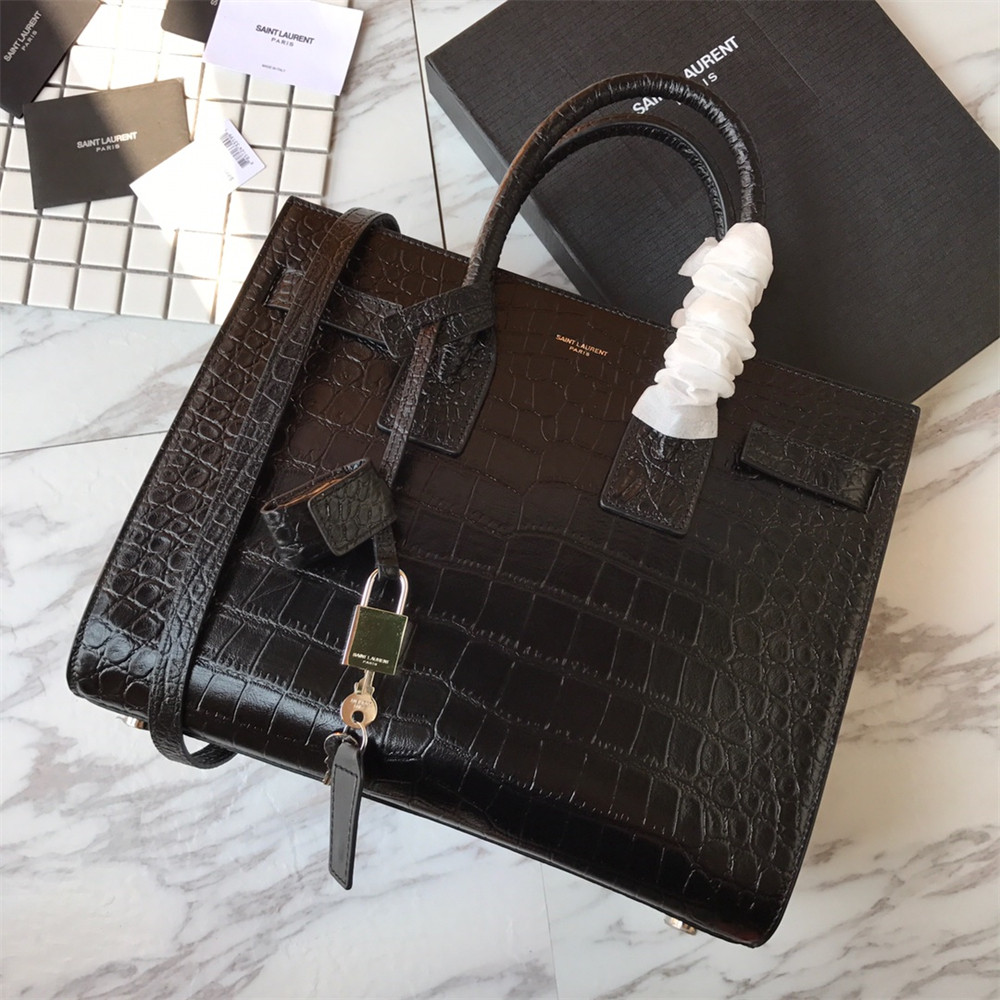 Y51 SAC DE JOUR SMALL IN MATTE CROCODILE EMBOSSED LEATHER
