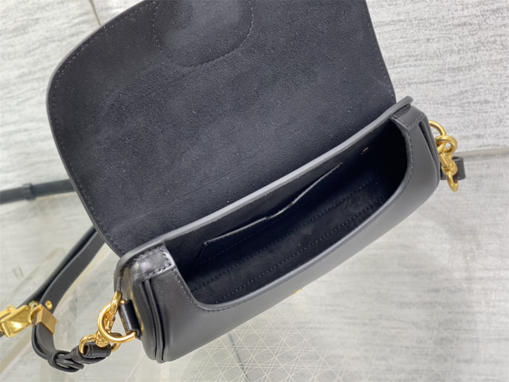 D10r BOBBY EAST-WEST BAG Latte Box Calfskin black