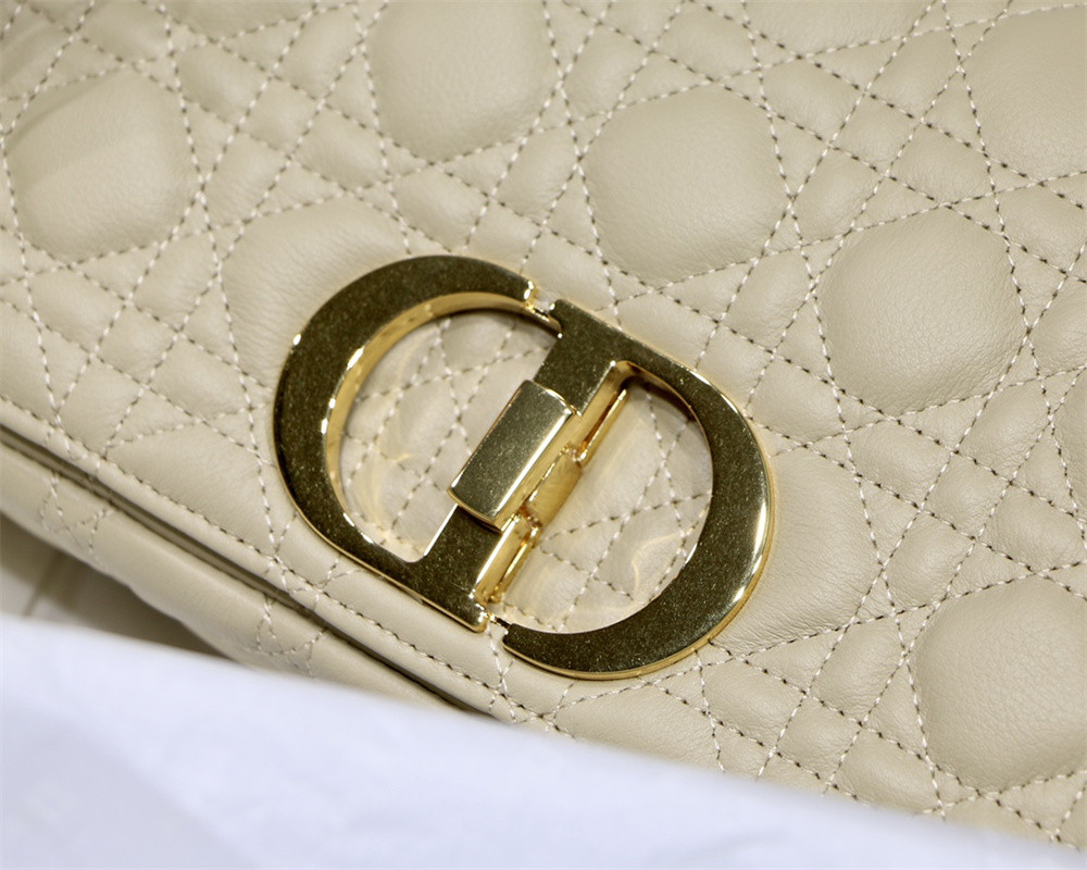 MEDIUM D10r CARO BAG Beige S*pple Cannage Calfskin 25.5 x 15.5 x 8 cm