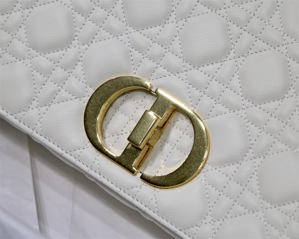 SMALL D10r CARO BAG Ivory S*pple Cannage Calfskin 20 x 12 x 7 cm