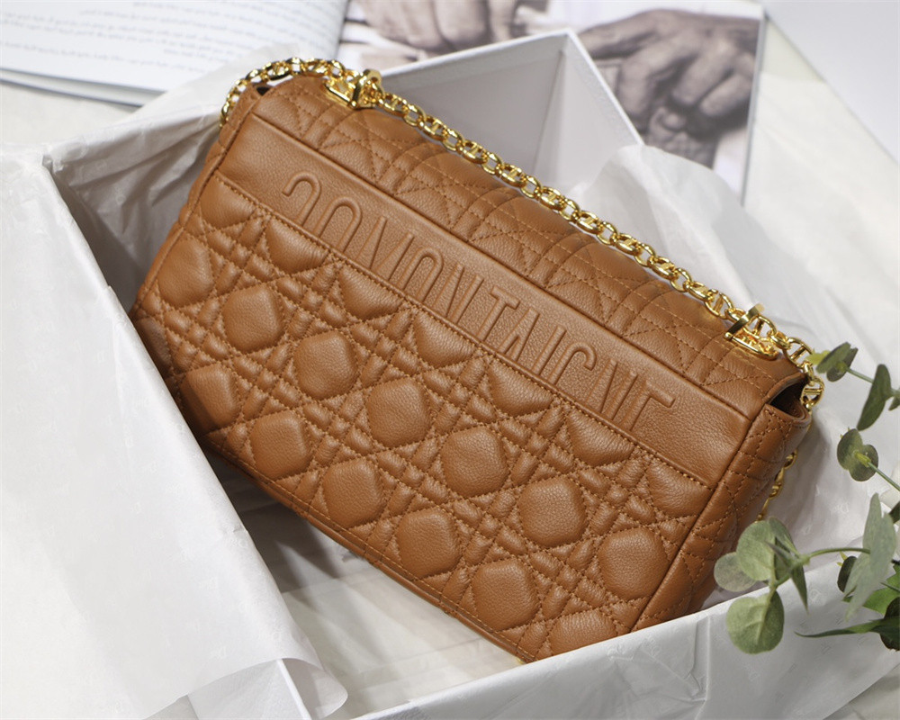 MEDIUM D10r CARO BAG Caramel S*pple Cannage Calfskin 25.5 x 15.5 x 8 cm