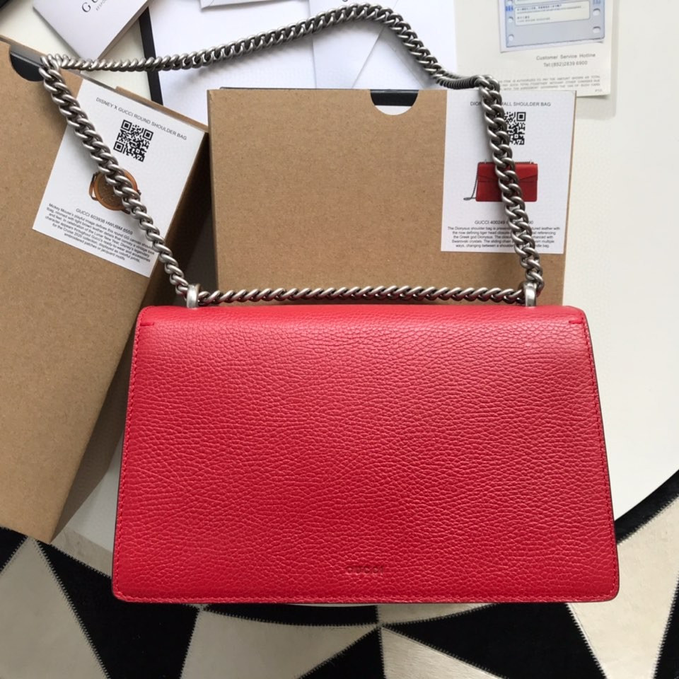 Gvc*1 DIONYSUS LEATHER SMALL RECTANGULAR BAG RED 28x17x9cm
