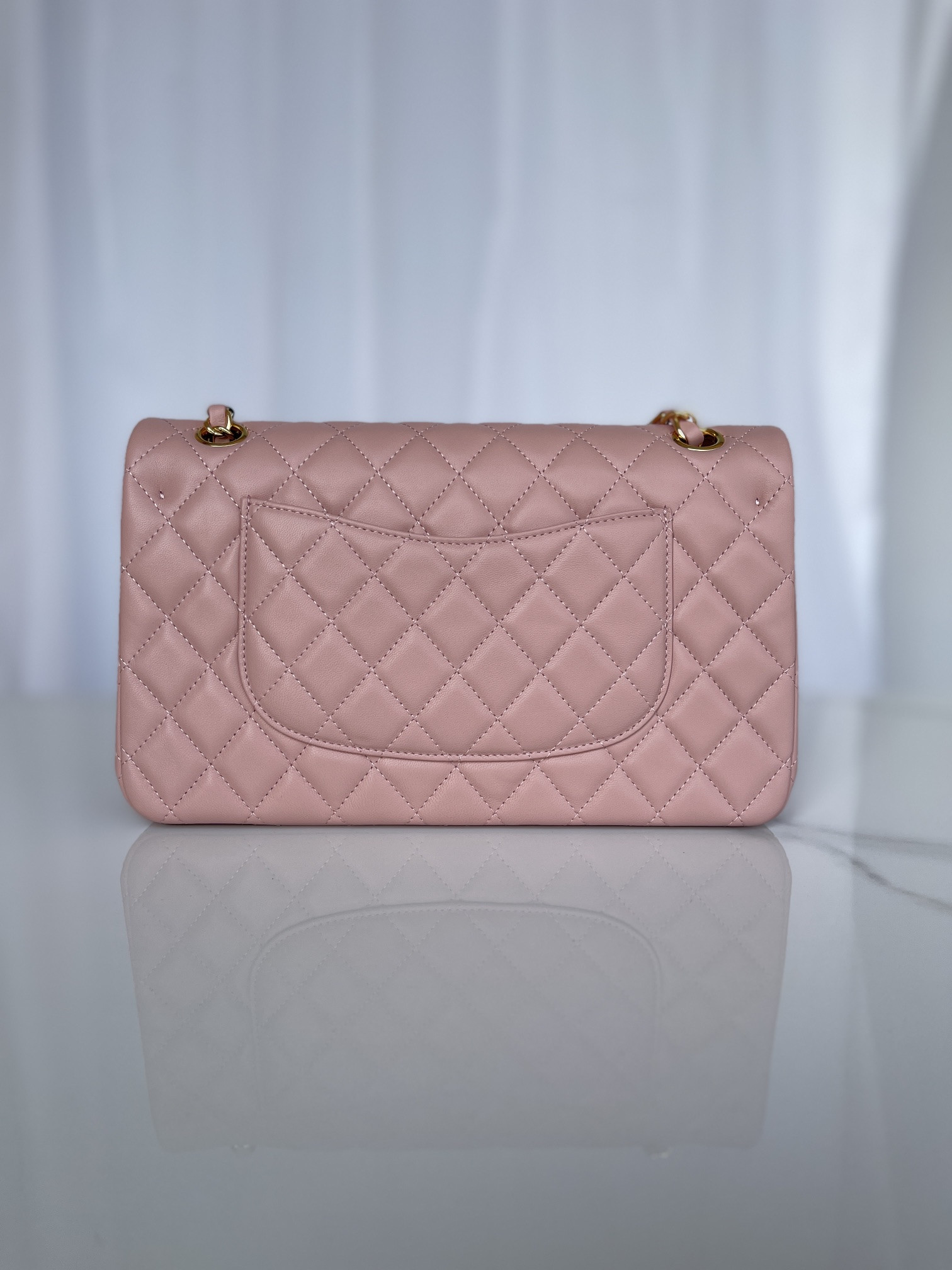 Ch**el CLASSIC FLAP 25CM CF PINK GOLD 6 × 9.9 × 2.5 in