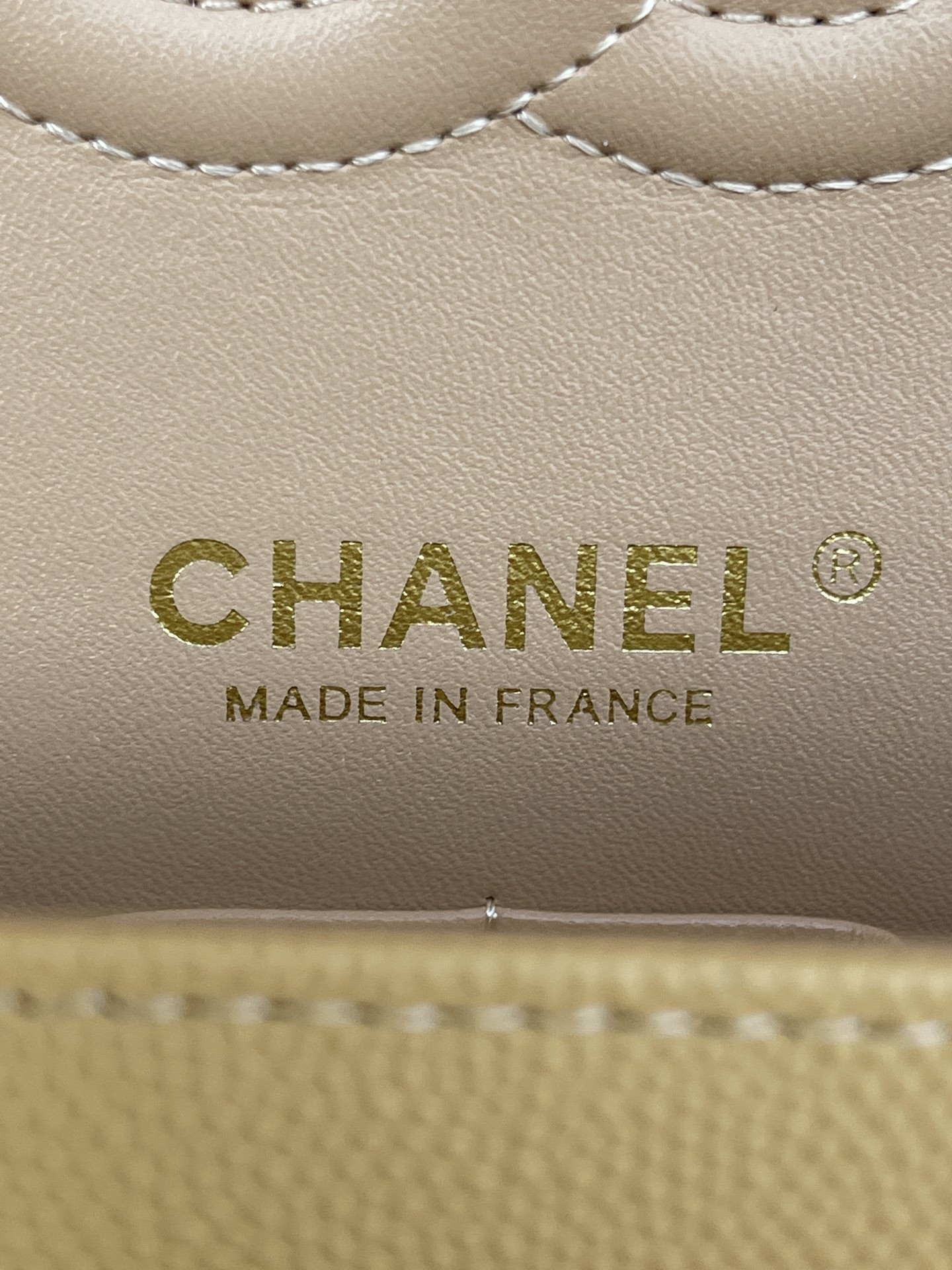 Ch**el CLASSIC HANDBAG GRAINED CALFSKIN & GOLD-TONE METAL YELLOW 6 × 9.9 × 2.5 in